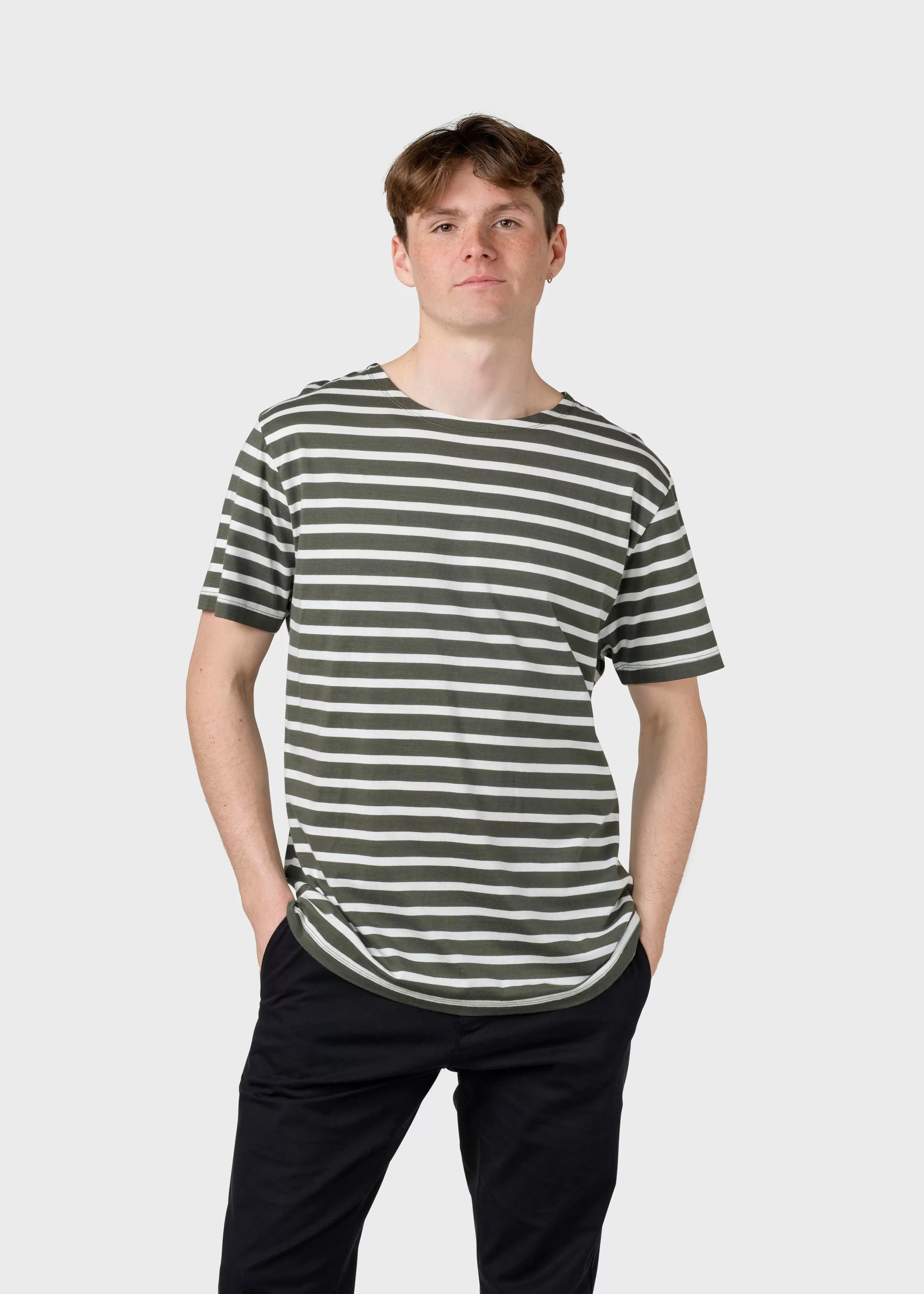 Klitmoller Collective Albert tee - Olive/cream- T-shirts