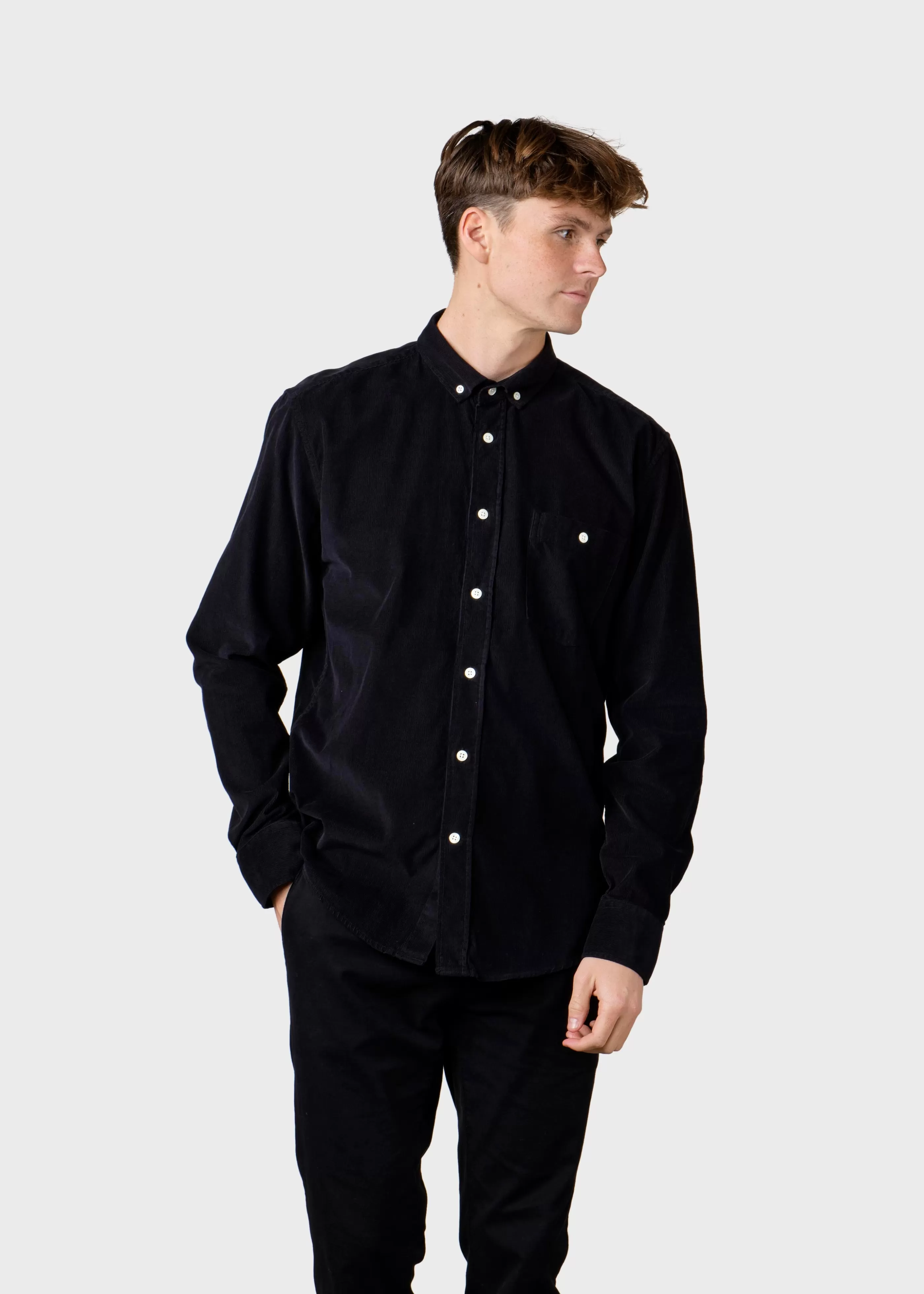 Klitmoller Collective Benjamin corduroy shirt - Black- Hemden