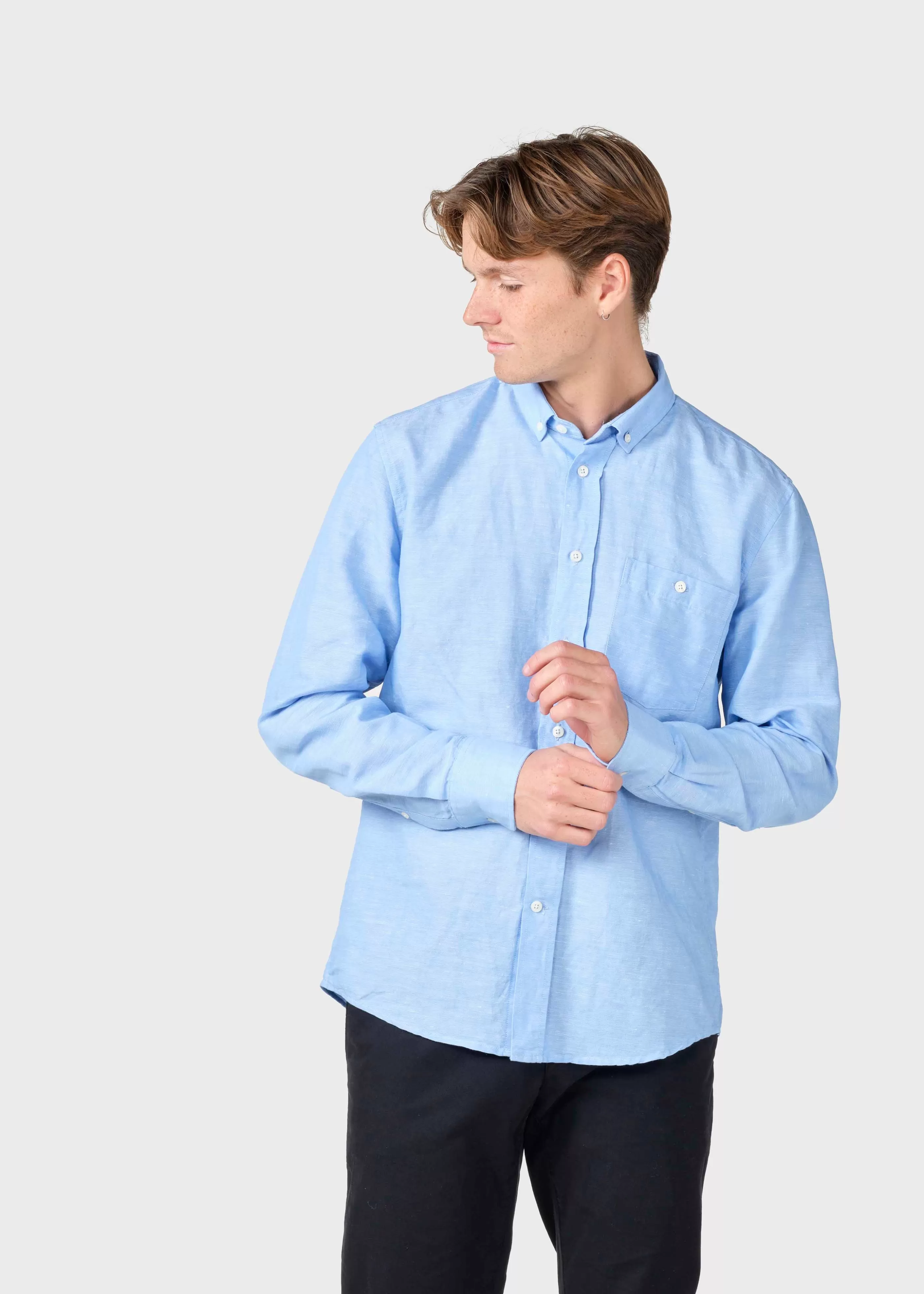 Klitmoller Collective Benjamin linen shirt - Blue melange- Hemden