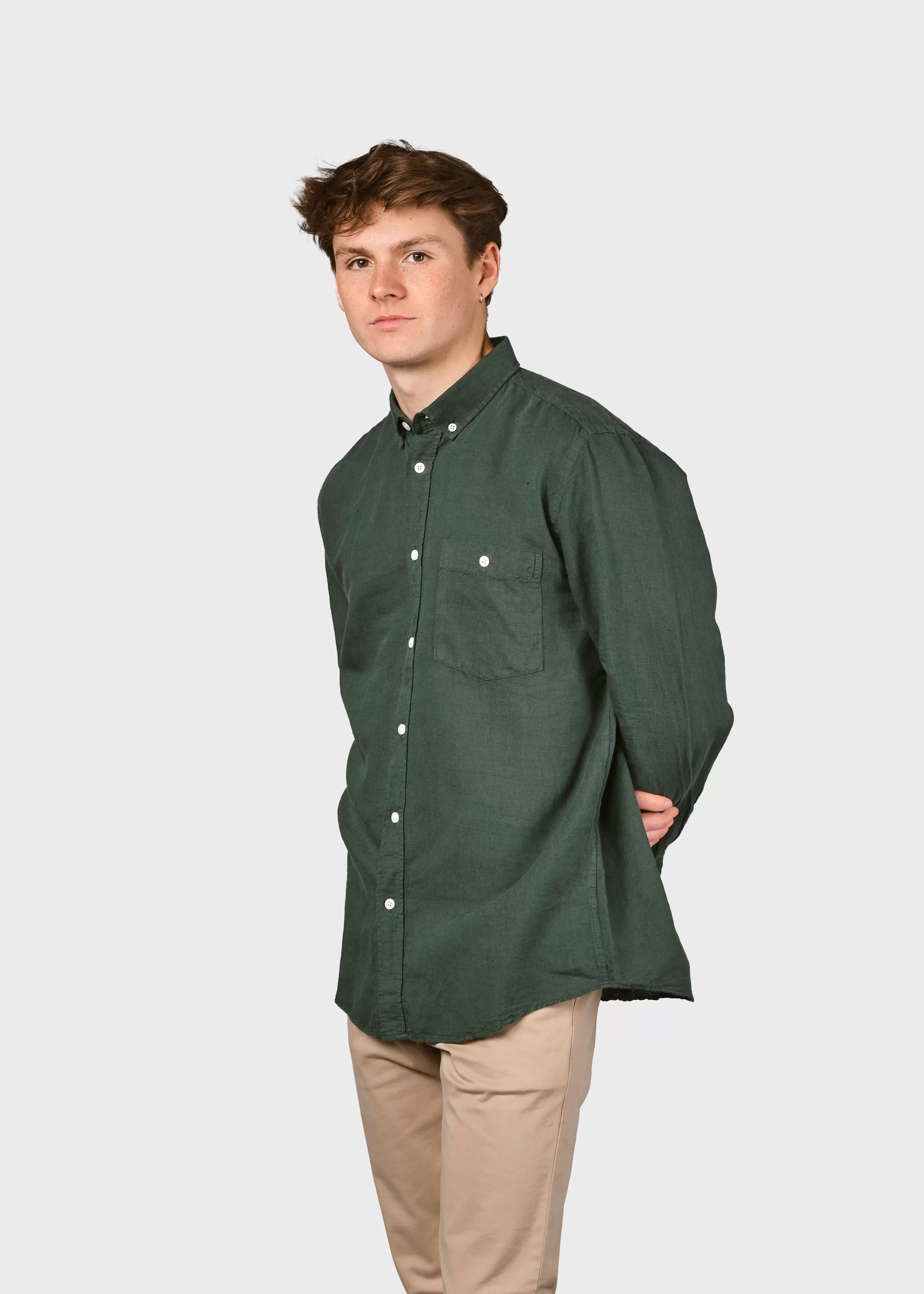 Klitmoller Collective Benjamin linen shirt - Olive- Hemden