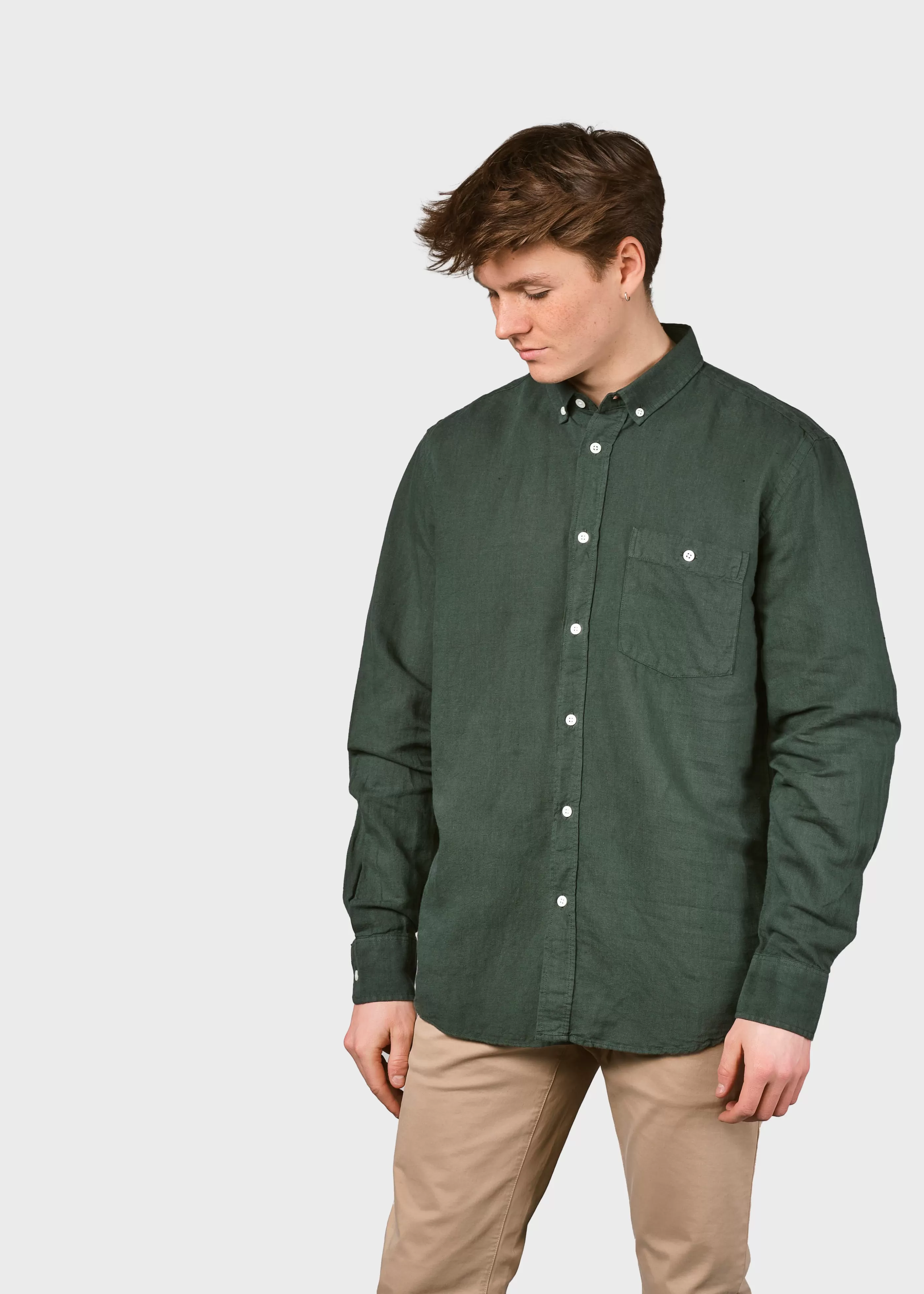 Klitmoller Collective Benjamin linen shirt - Olive- Hemden