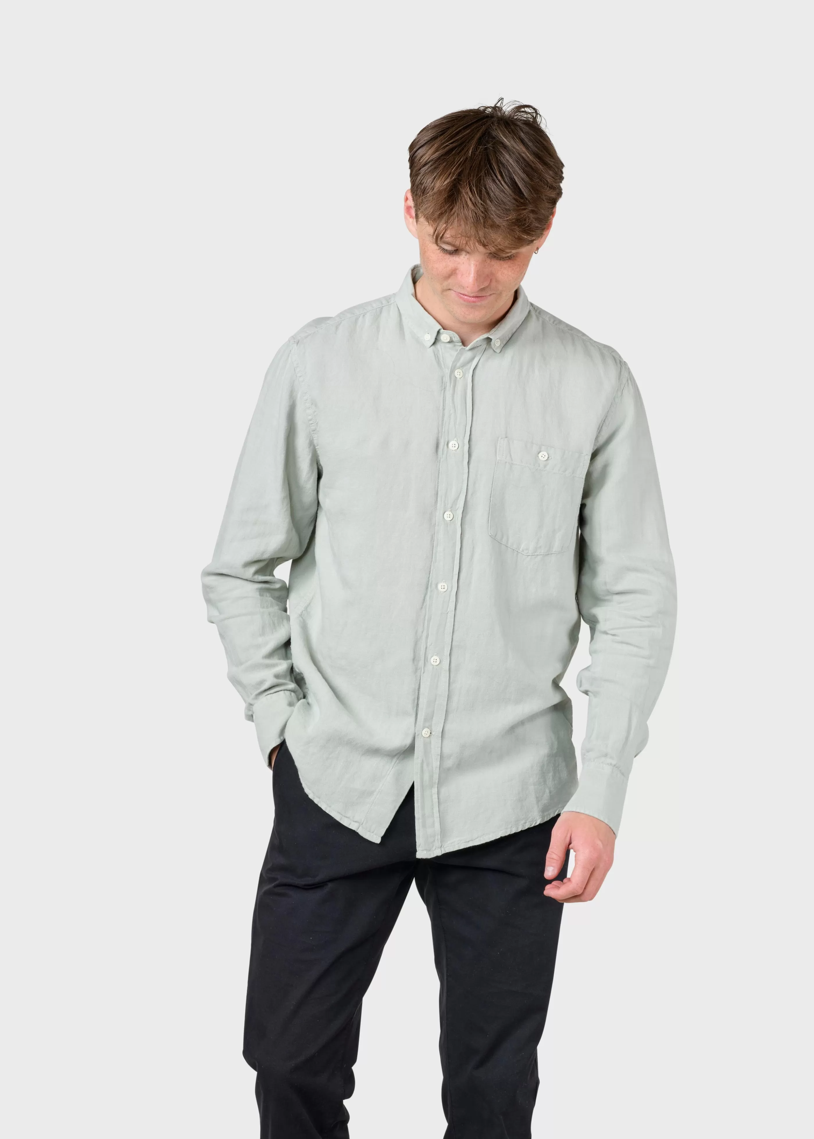 Klitmoller Collective Benjamin linen shirt - Sage- Hemden