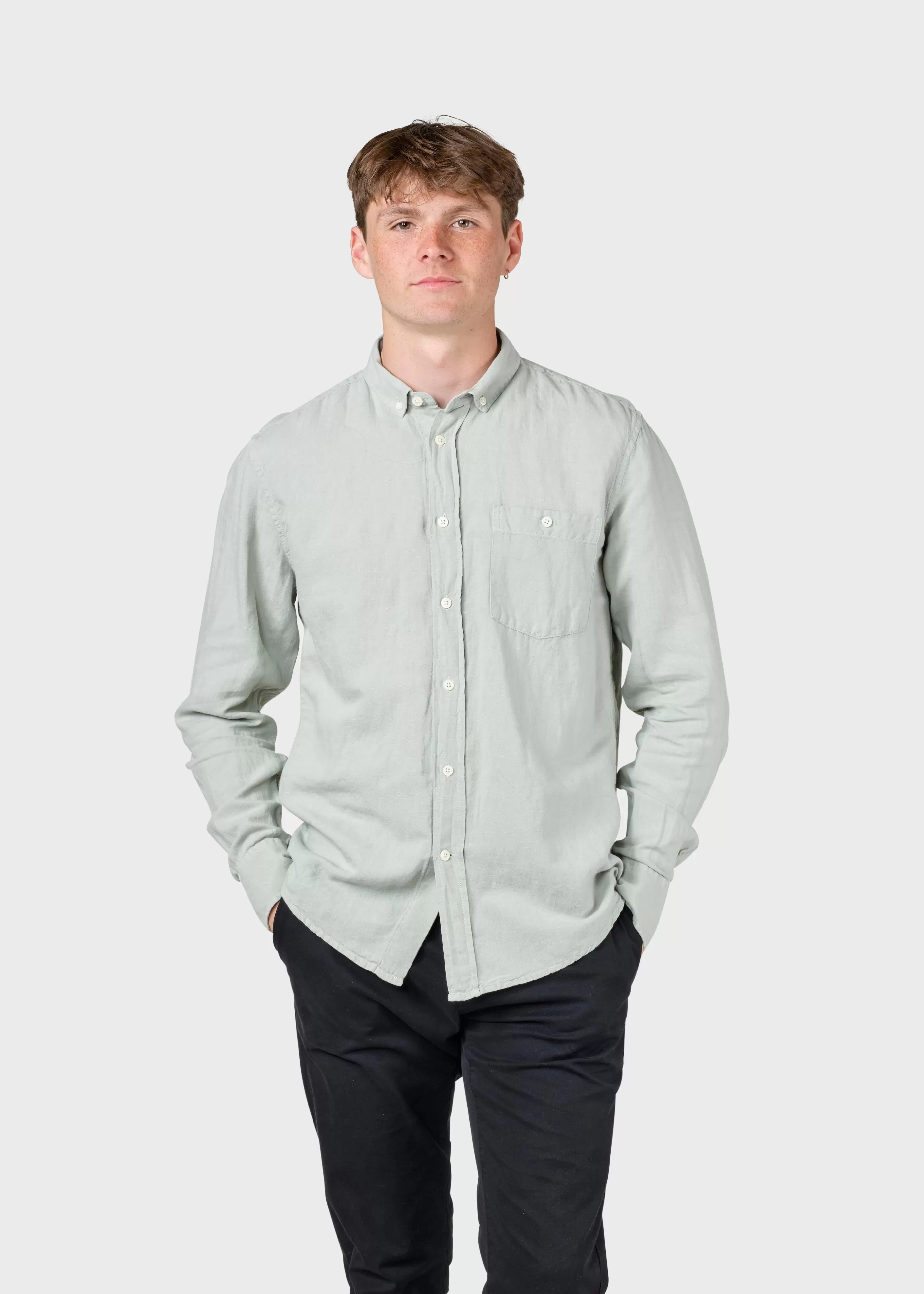 Klitmoller Collective Benjamin linen shirt - Sage- Hemden