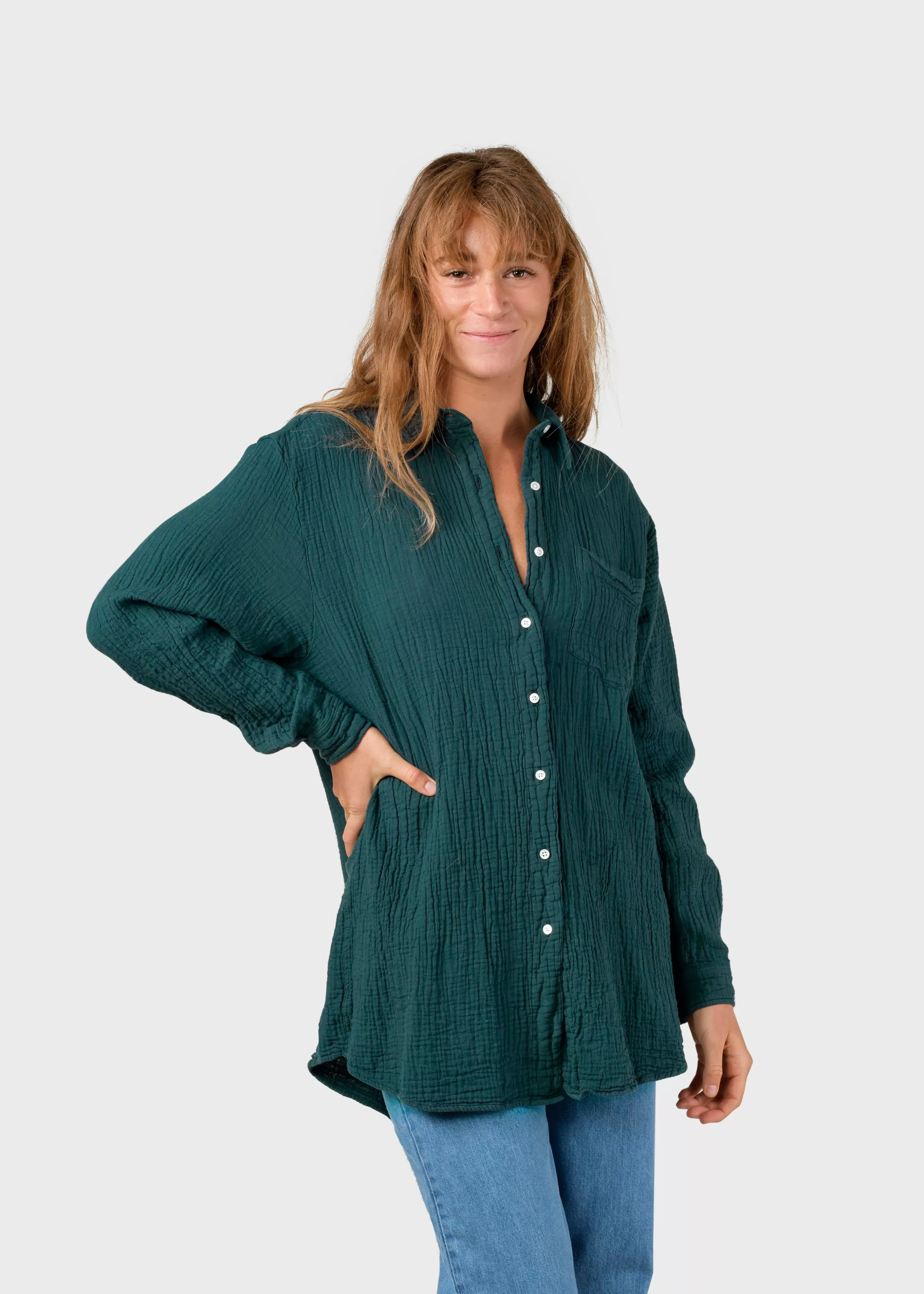 Klitmoller Collective Dahlia shirt - Moss Green- Hemden