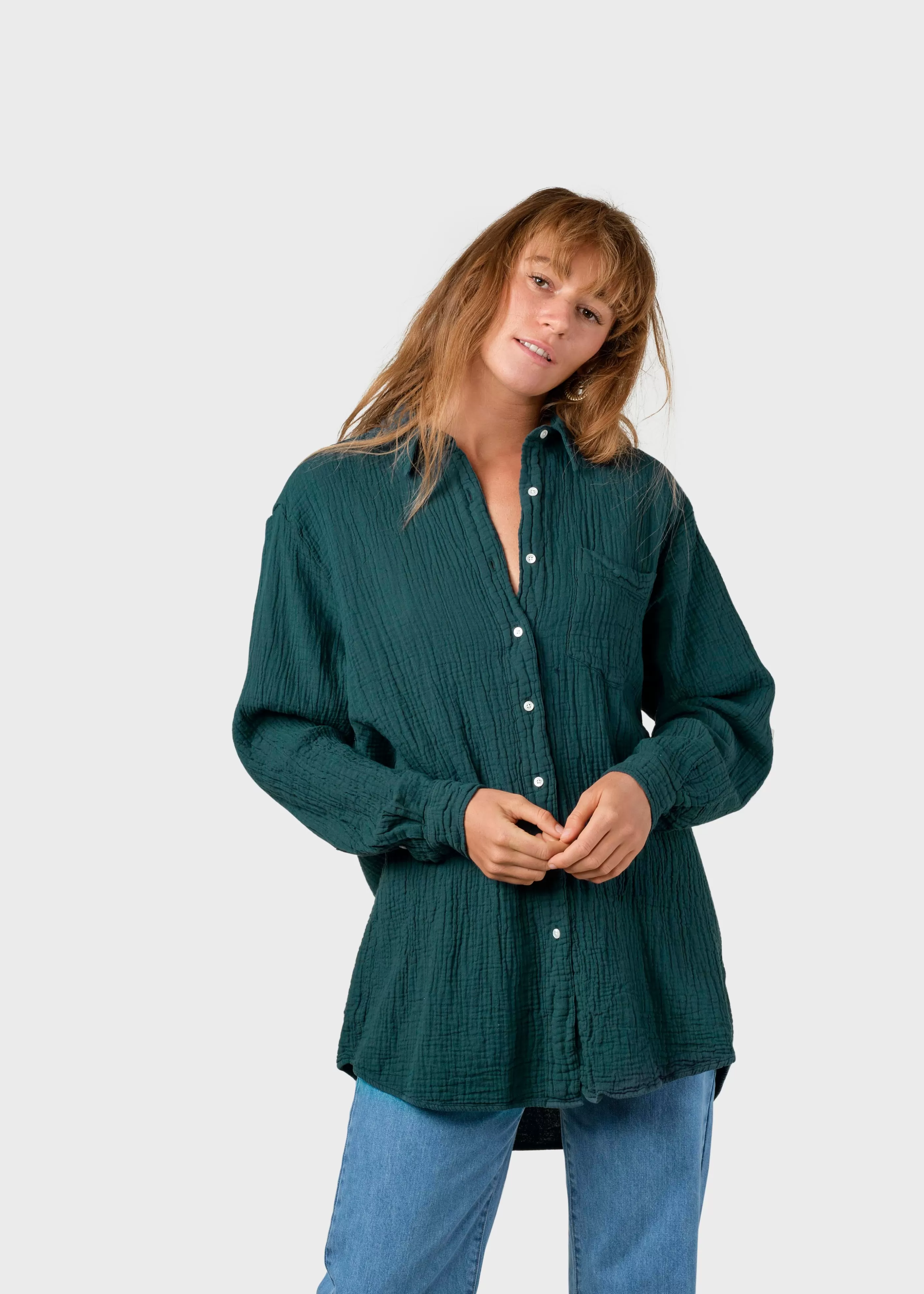 Klitmoller Collective Dahlia shirt - Moss Green- Hemden