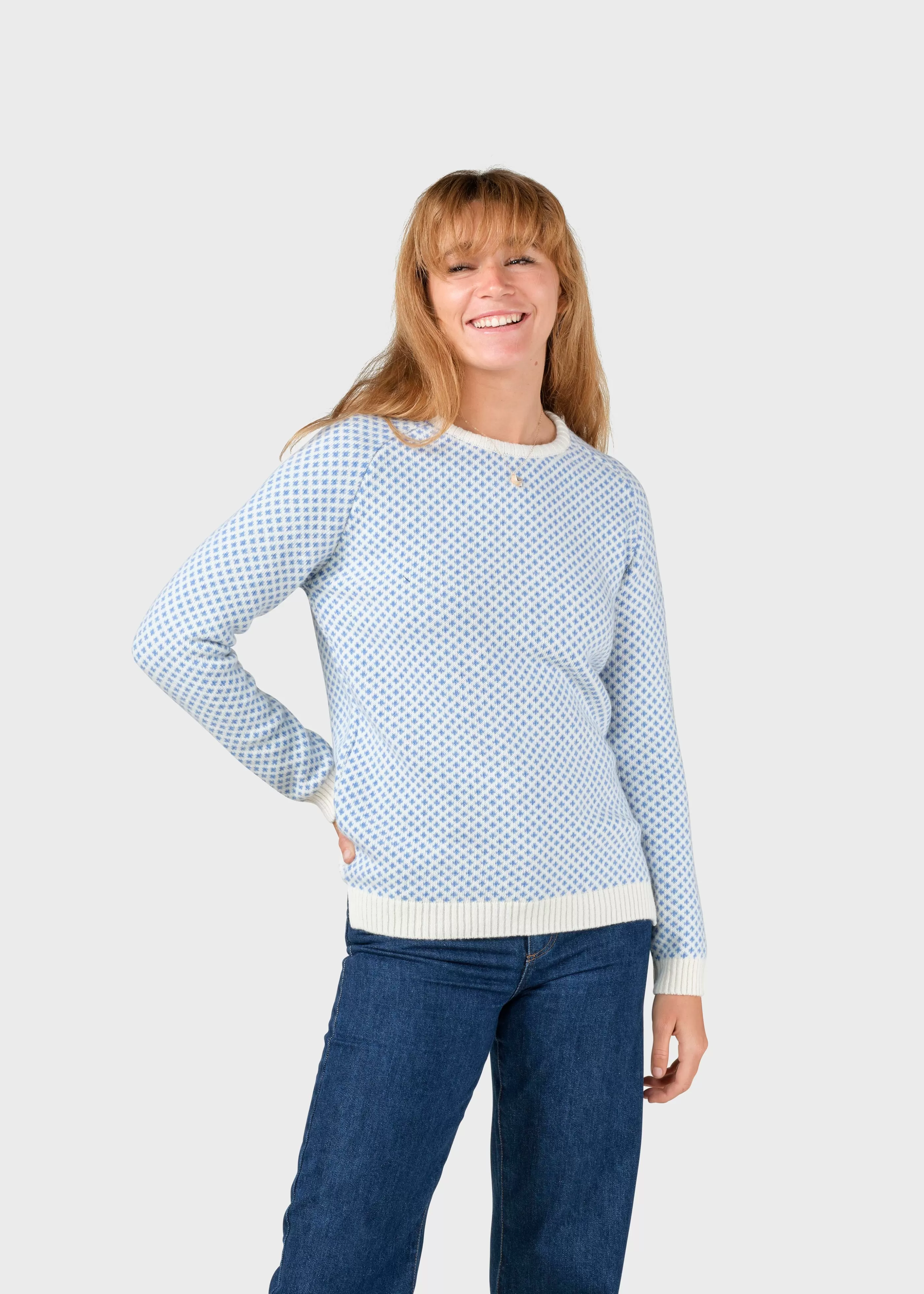 Klitmoller Collective Elaine knit - Cream/light blue- Strick