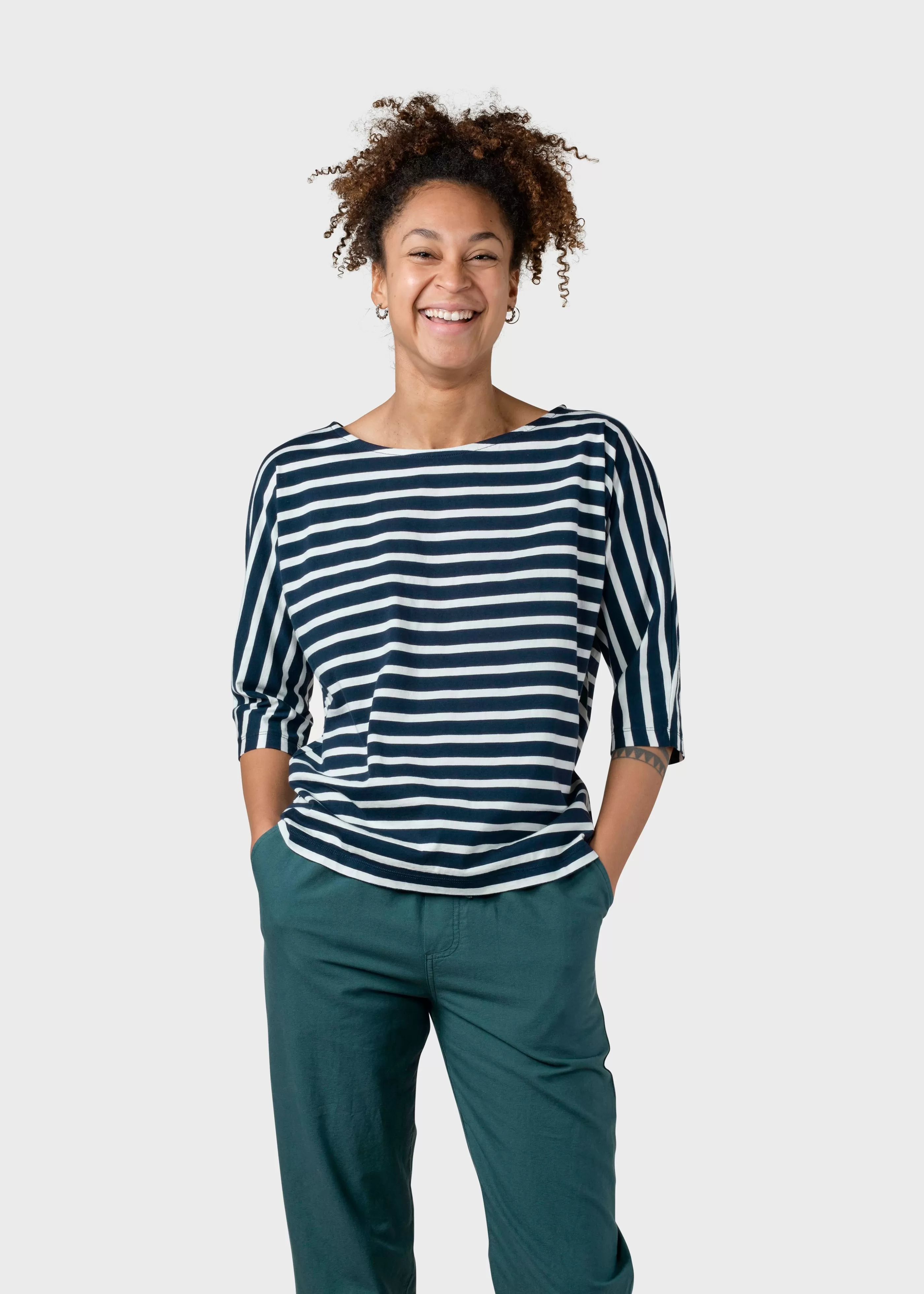 Klitmoller Collective Emma striped tee - Navy/cream- T-shirts