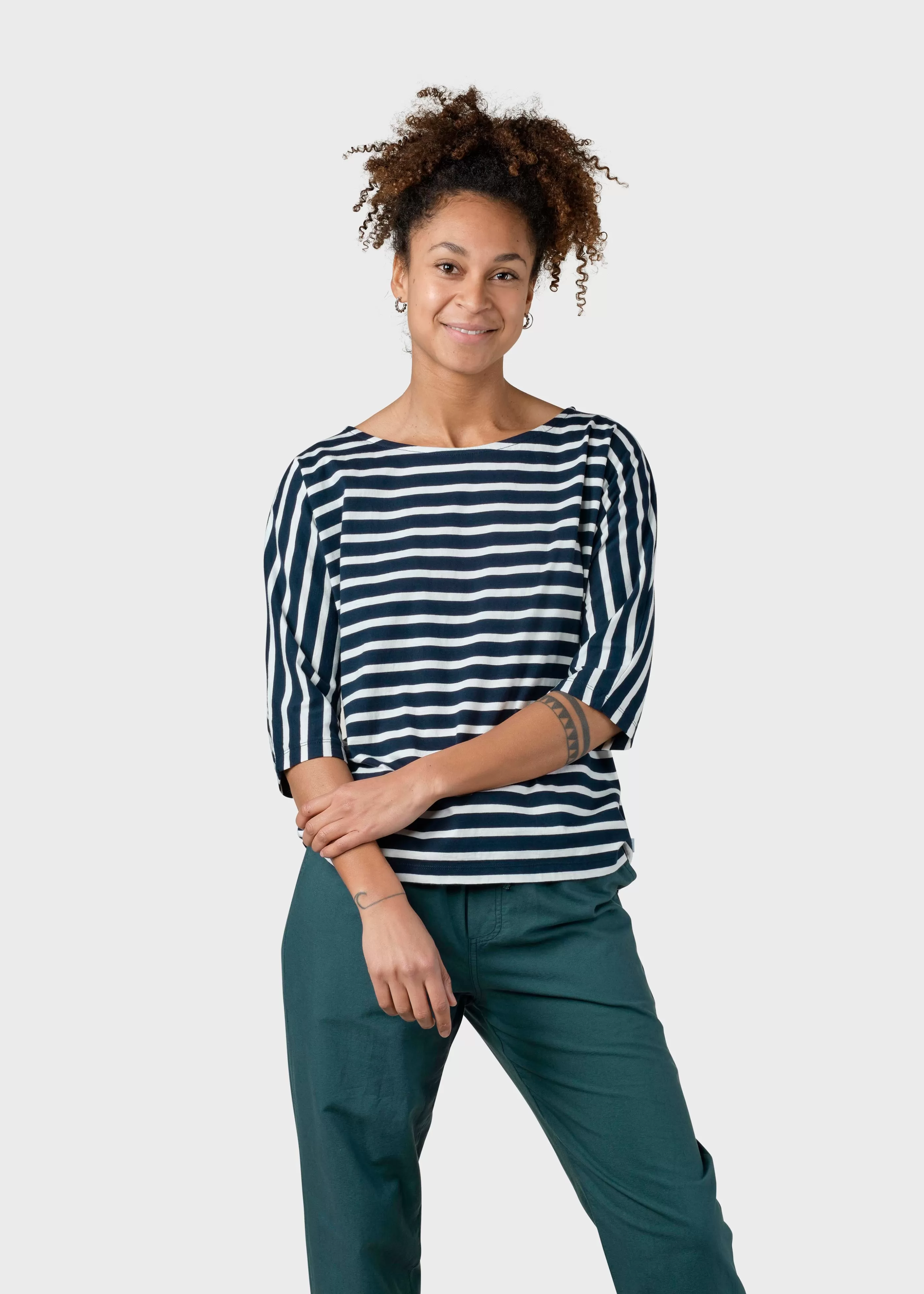 Klitmoller Collective Emma striped tee - Navy/cream- T-shirts