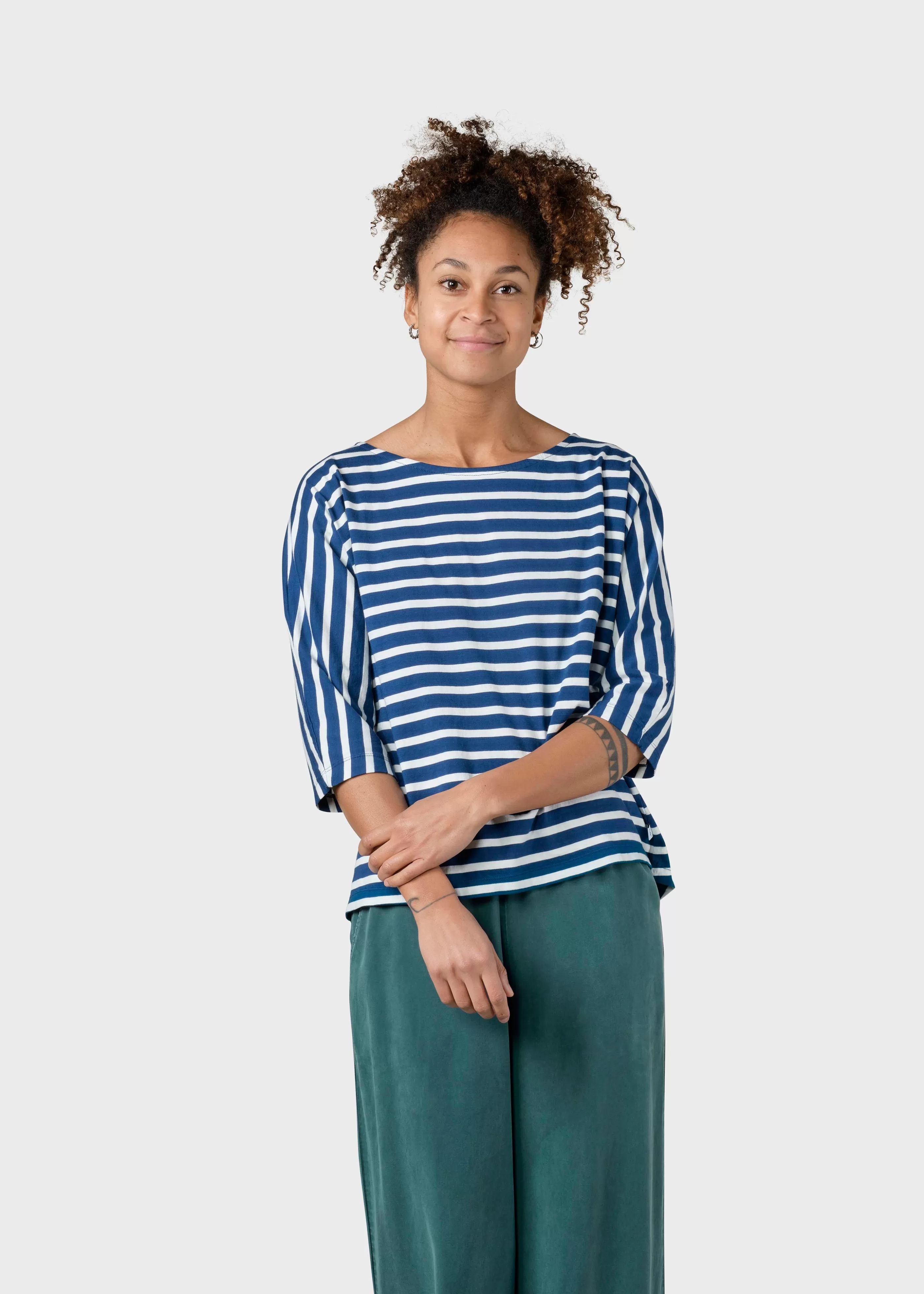 Klitmoller Collective Emma striped tee - Ocean/cream- T-shirts