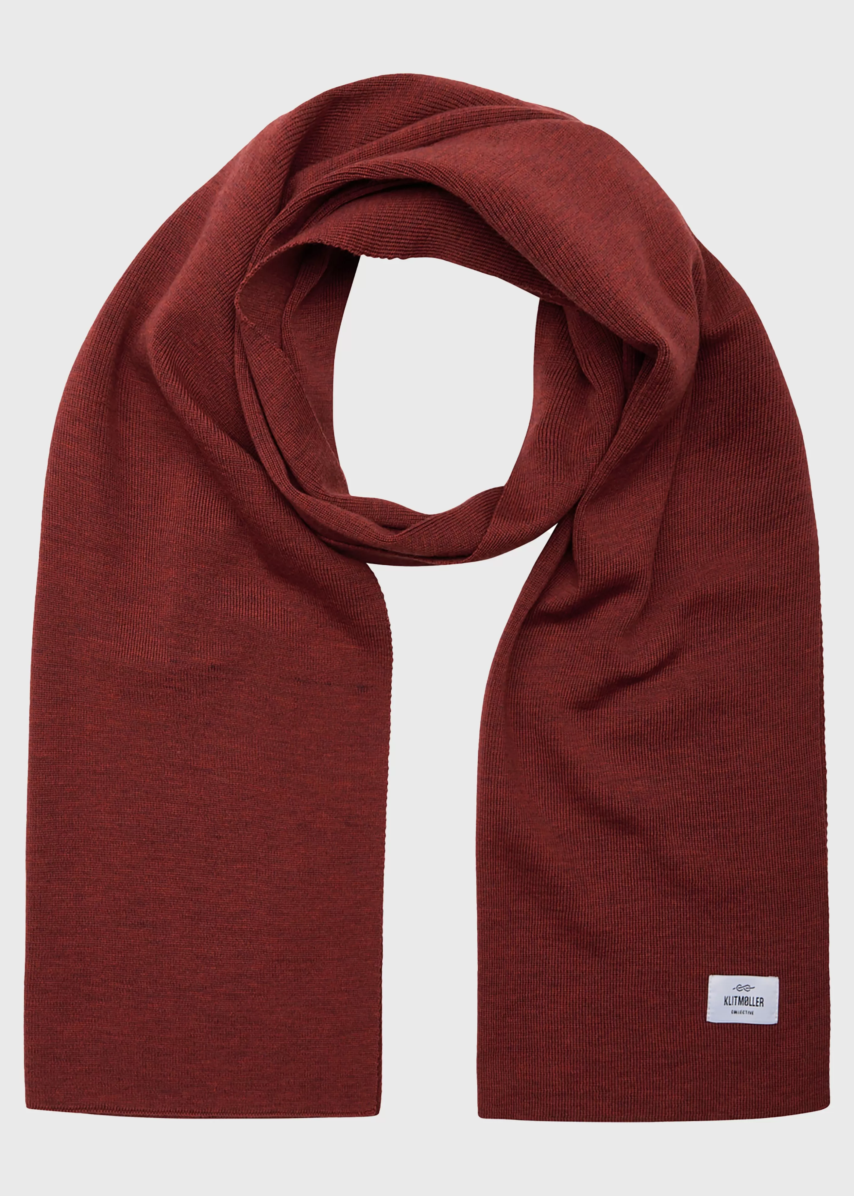 Klitmoller Collective Fine rib scarf - Clay red- Accessories