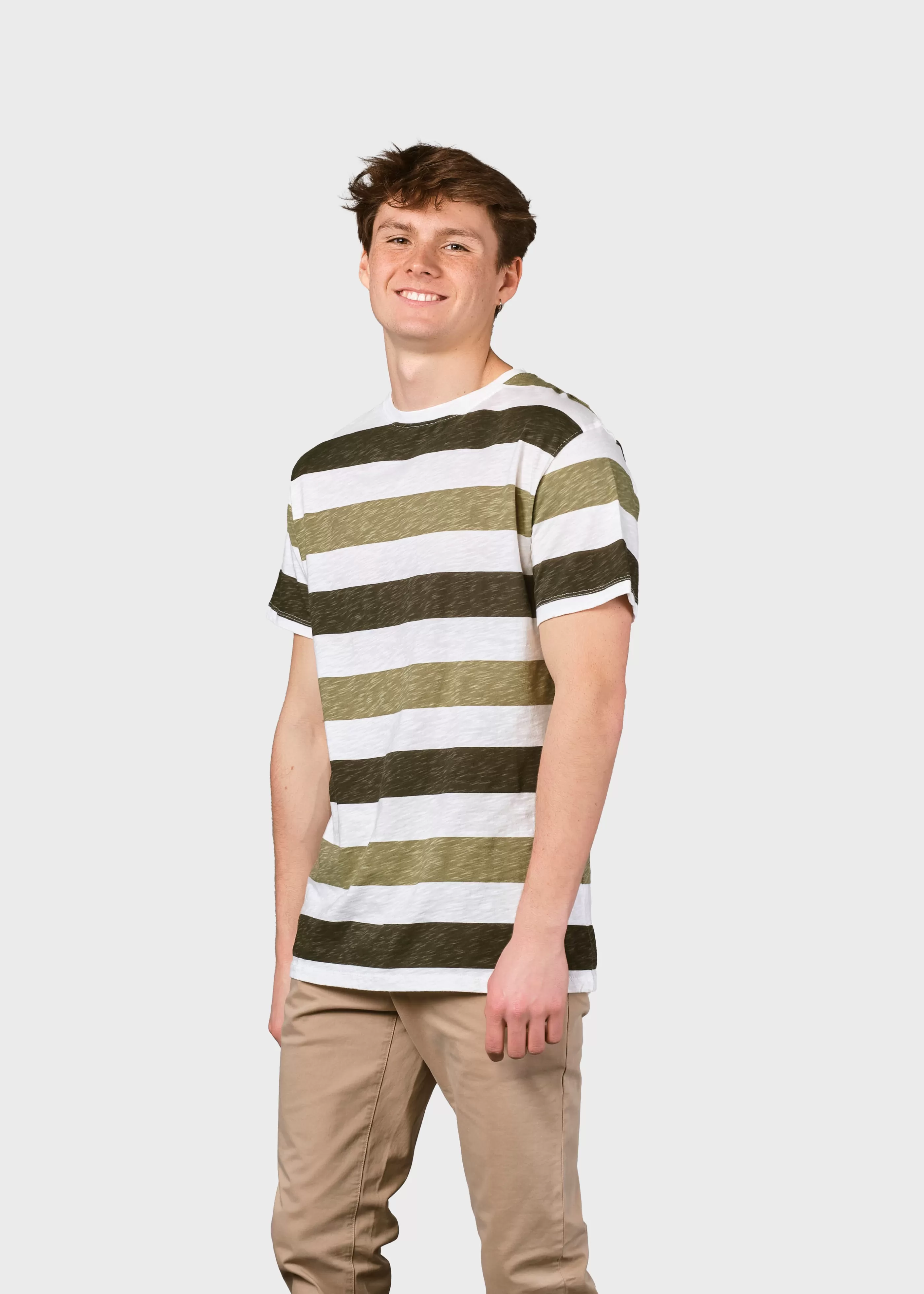 Klitmoller Collective George tee - Cream/olive/pale green- T-shirts