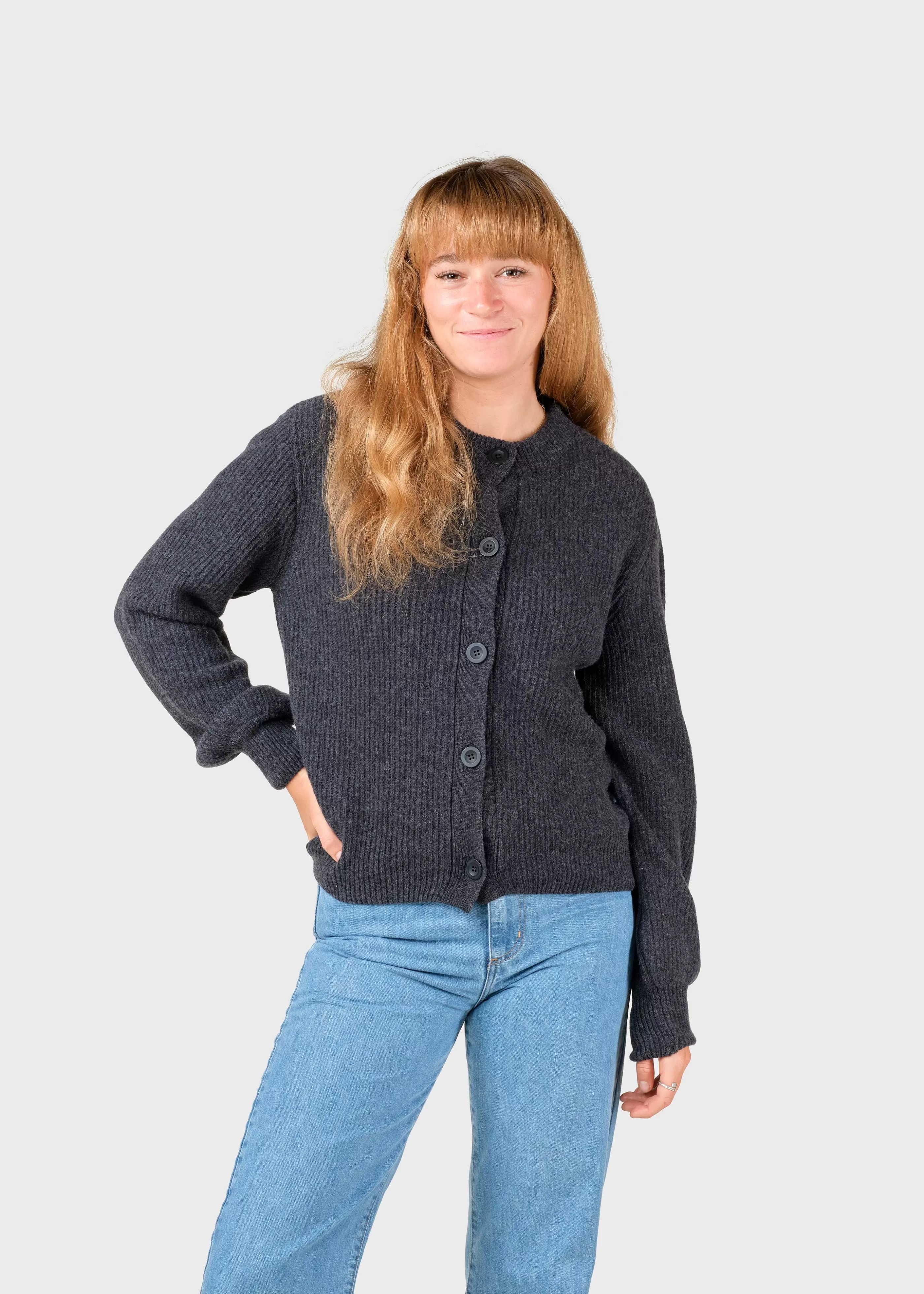 Klitmoller Collective Gerda knit cardigan - Anthracite- Strick