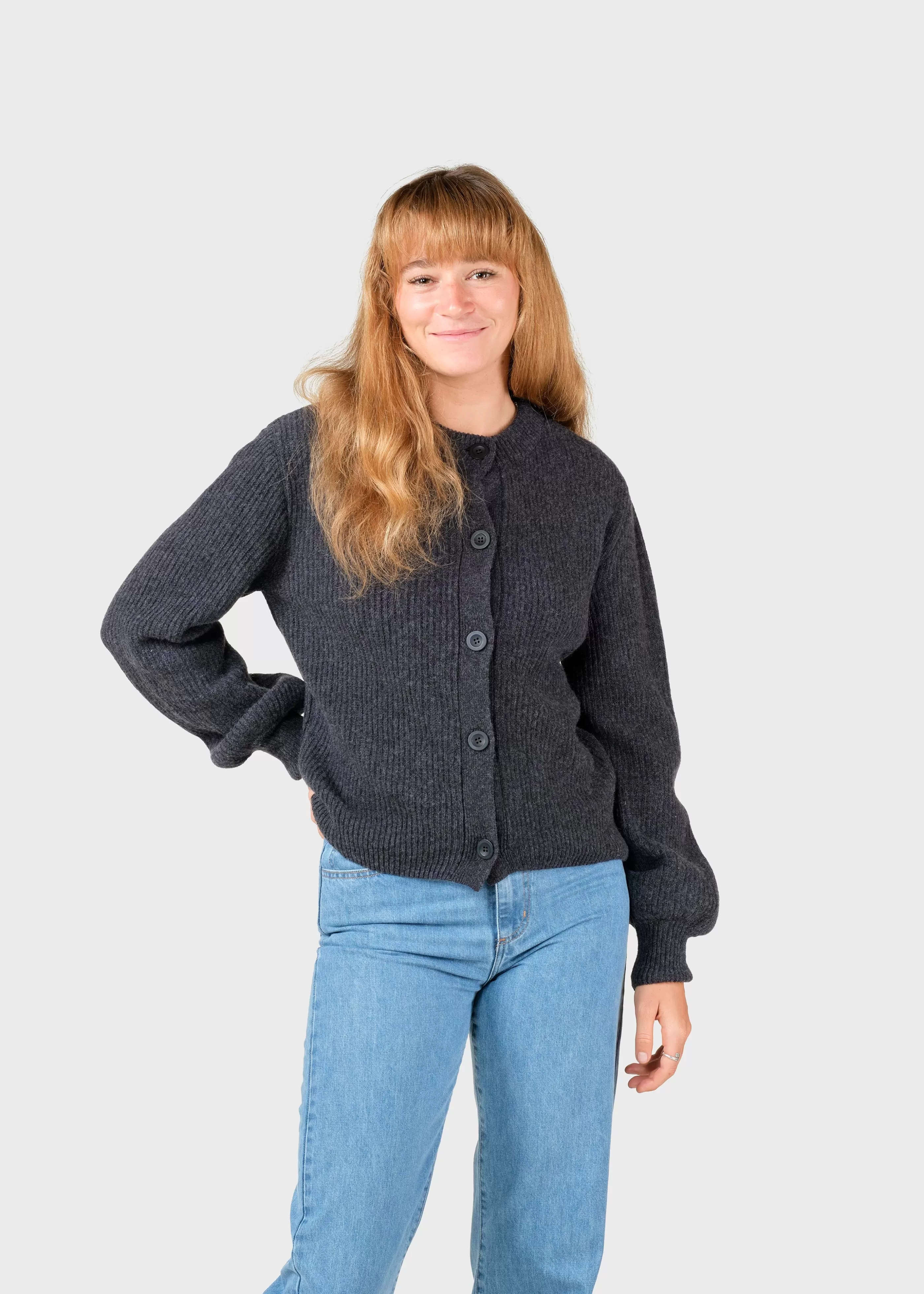 Klitmoller Collective Gerda knit cardigan - Anthracite- Strick