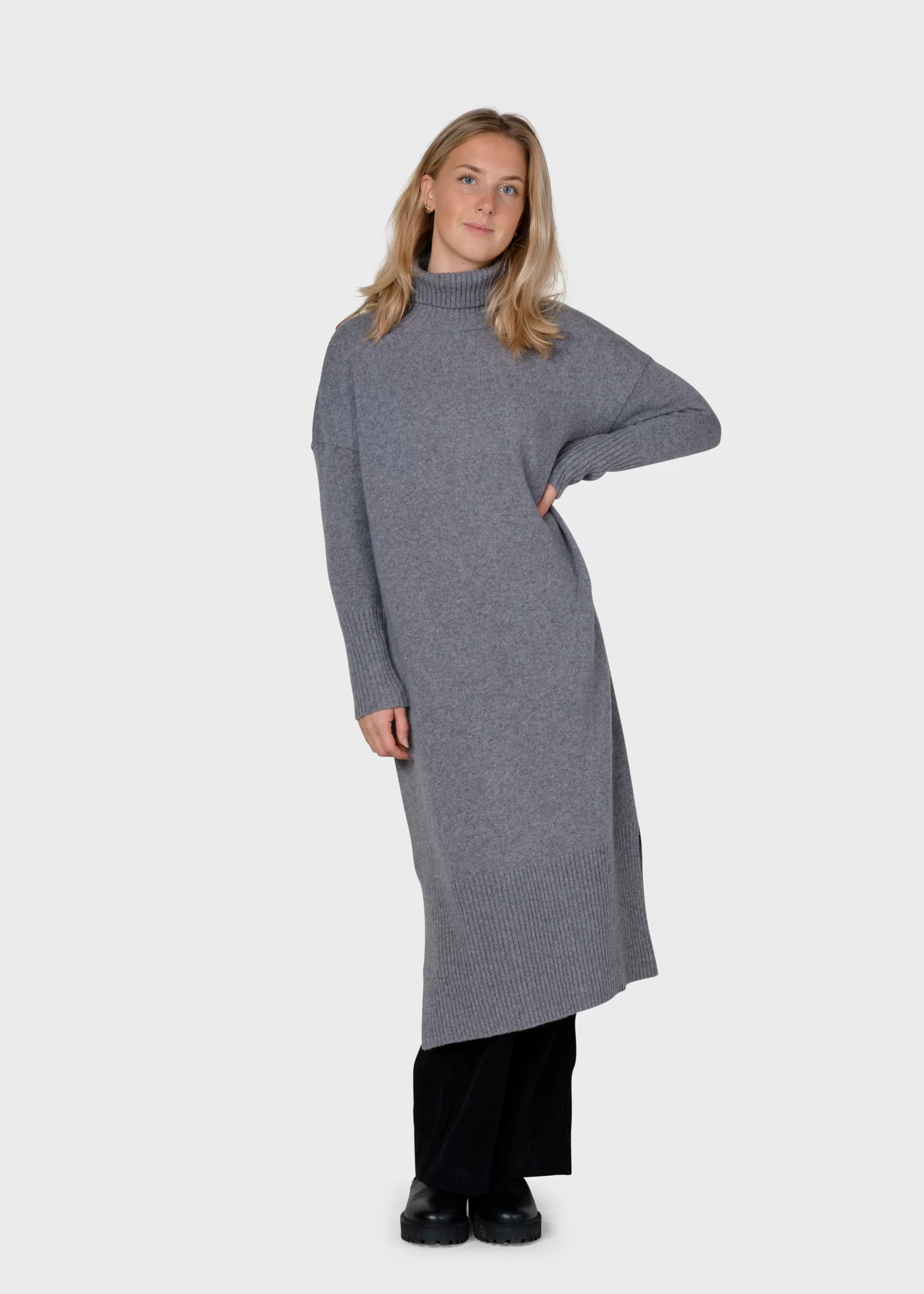 Klitmoller Collective Gro knit dress - Light grey- Strick