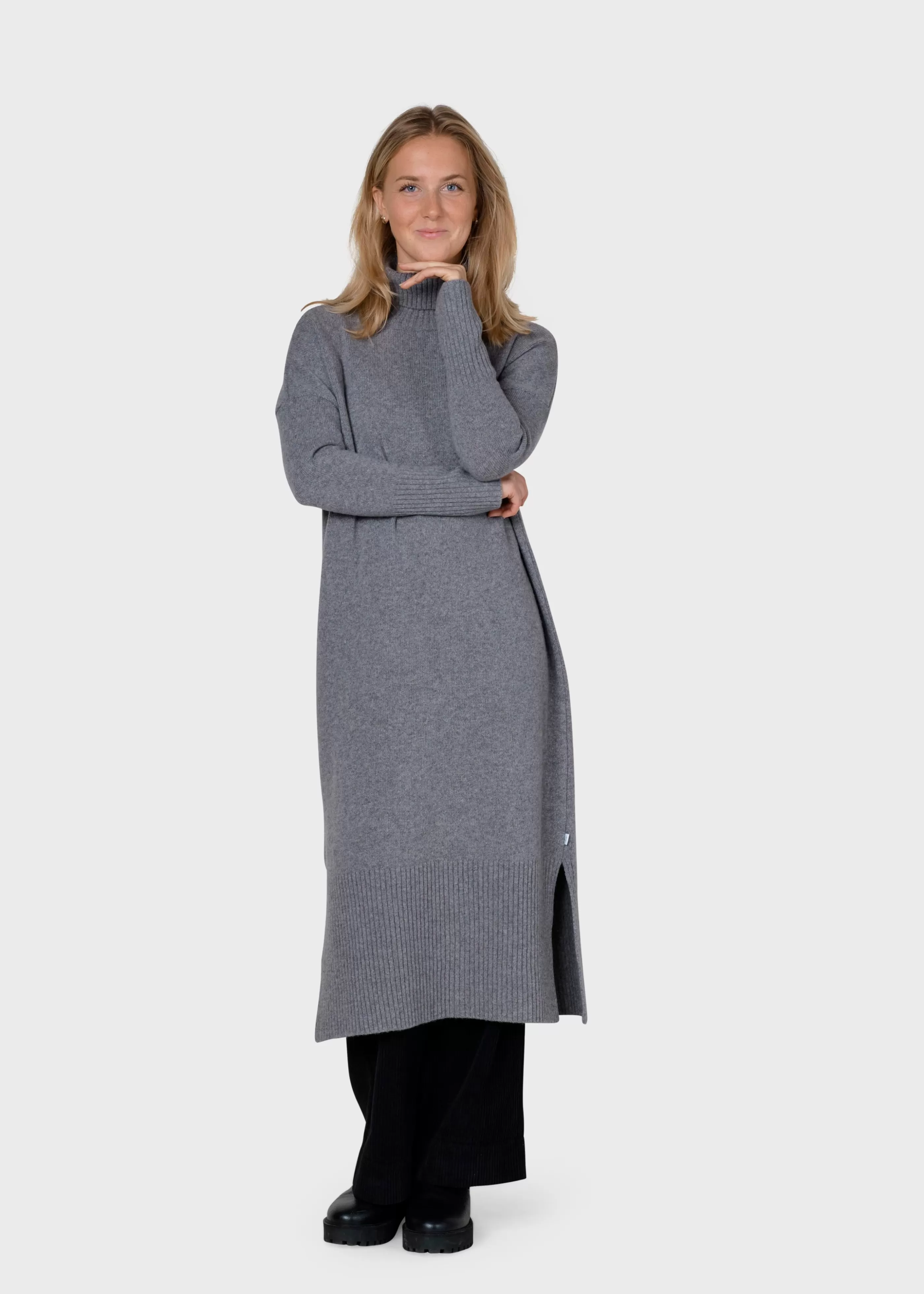 Klitmoller Collective Gro knit dress - Light grey- Strick