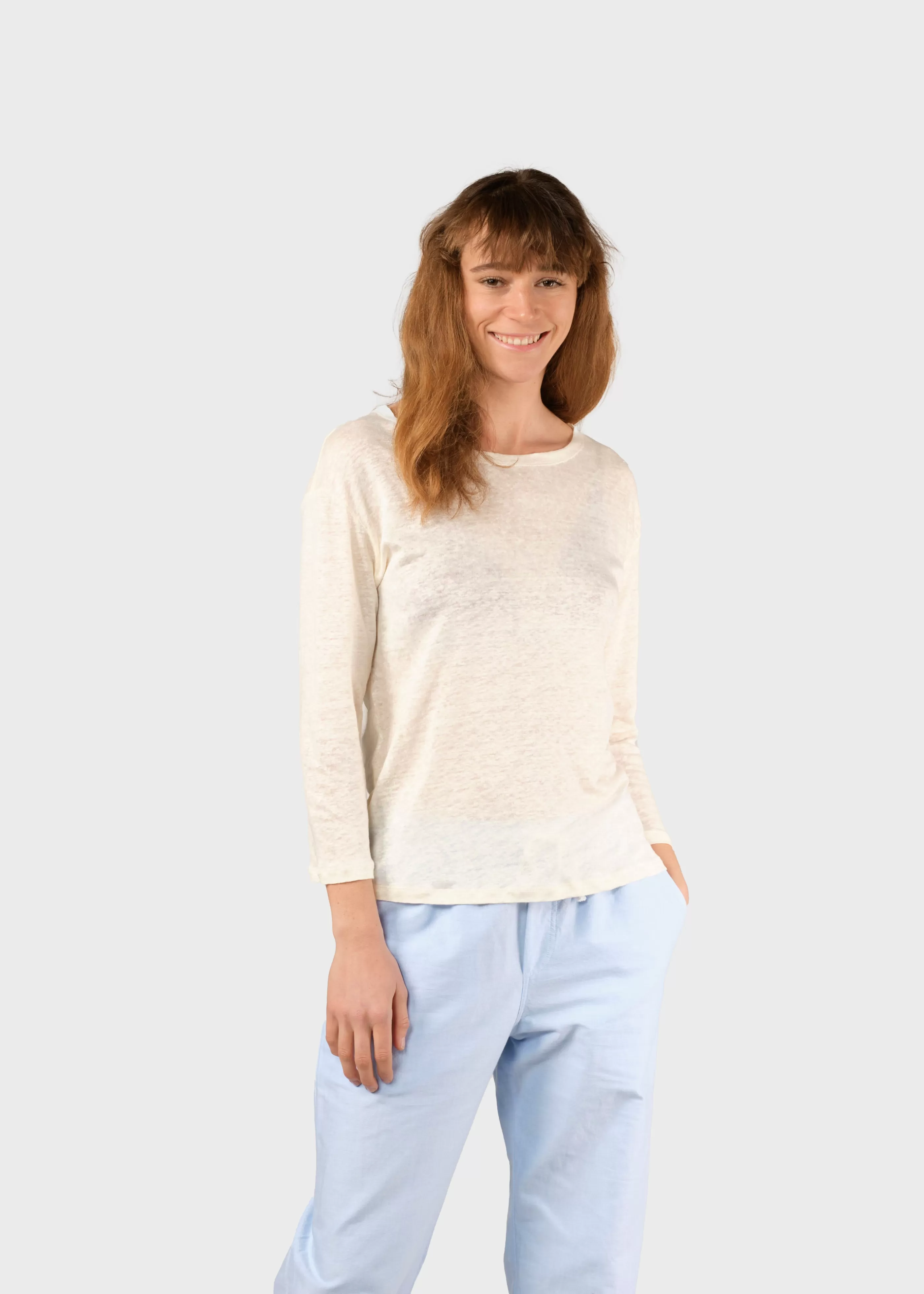 Klitmoller Collective Gudrun LS tee - Cream- T-shirts