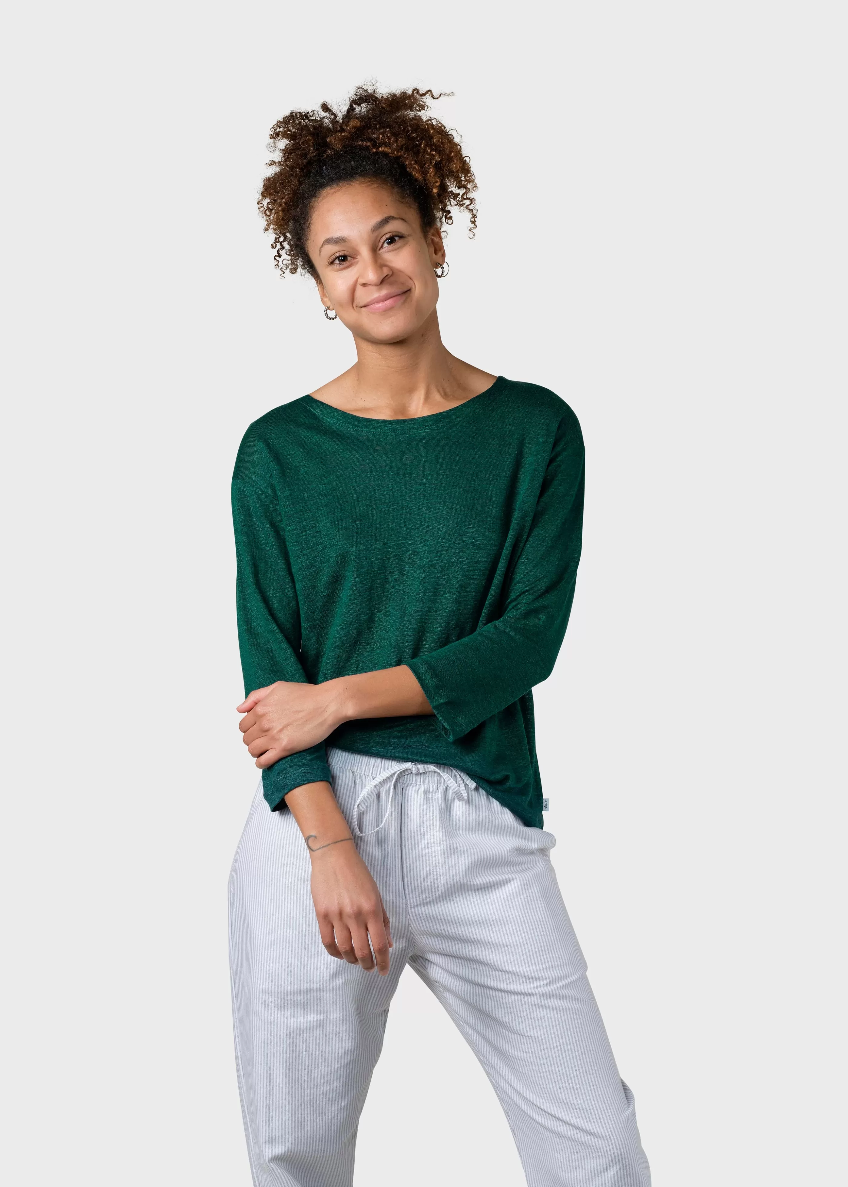 Klitmoller Collective Gudrun LS tee - Moss Green- T-shirts