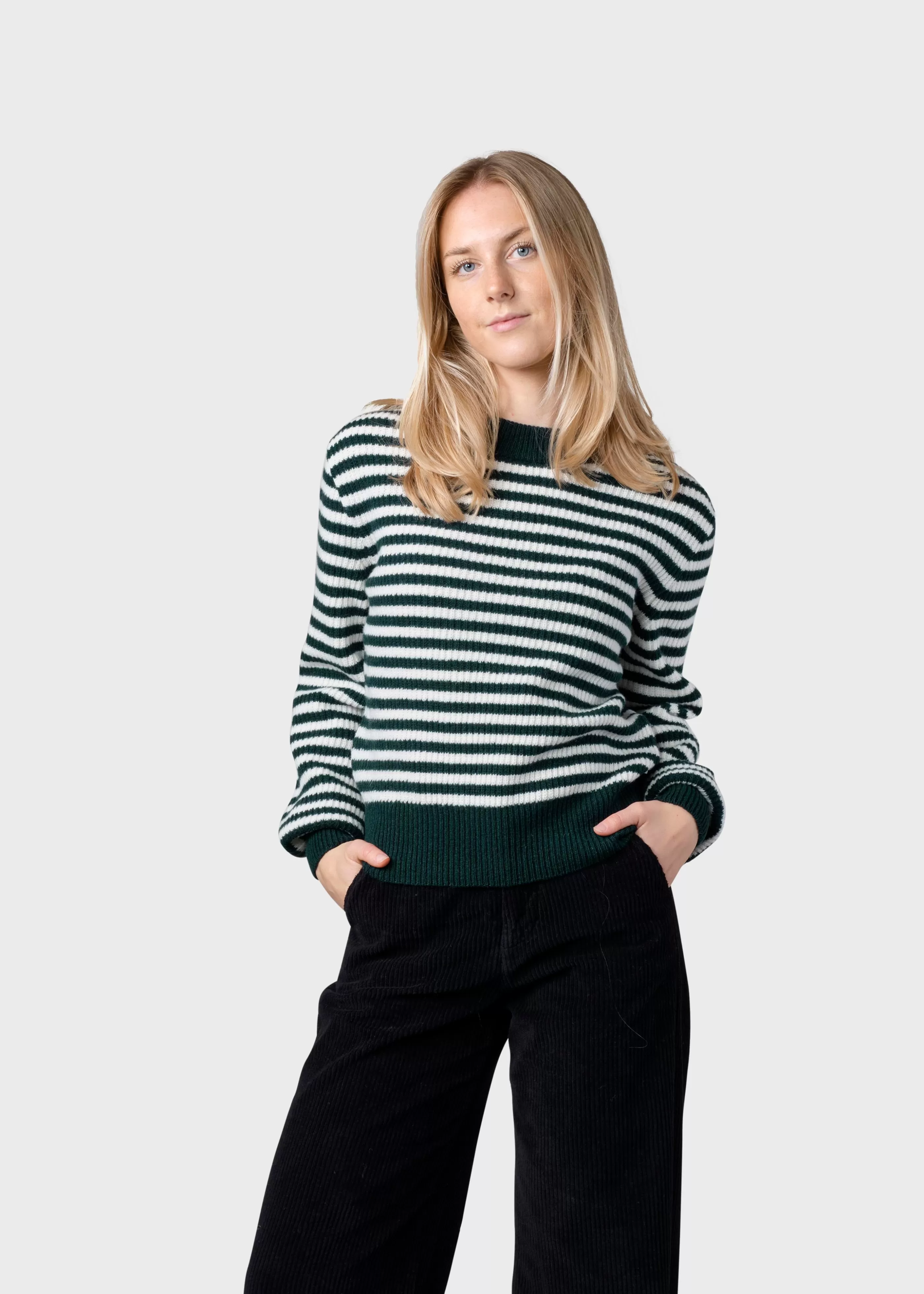 Klitmoller Collective Gunilla knit - Moss green/cream- Strick