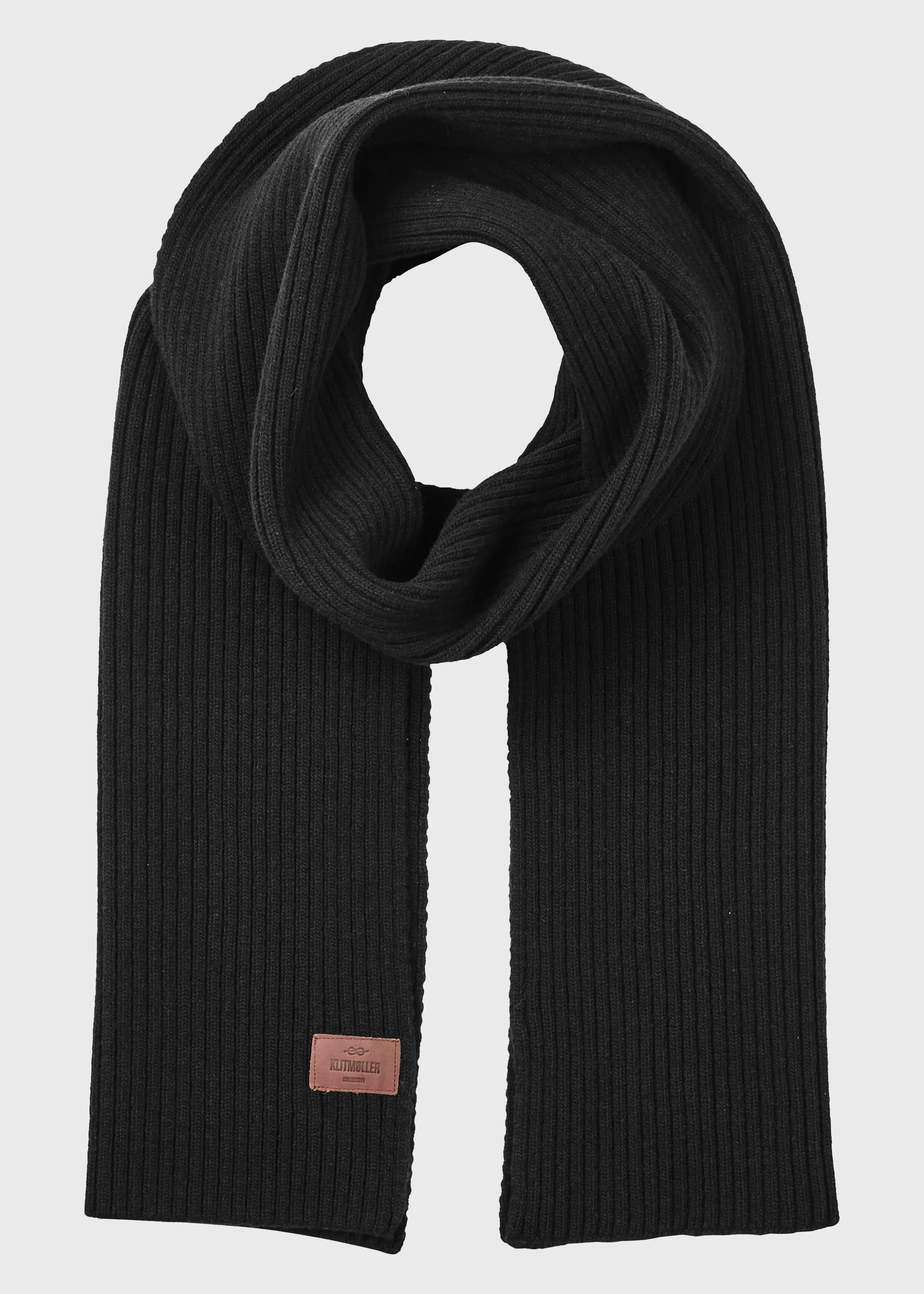 Klitmoller Collective Heavy rib scarf - Black- Accessories