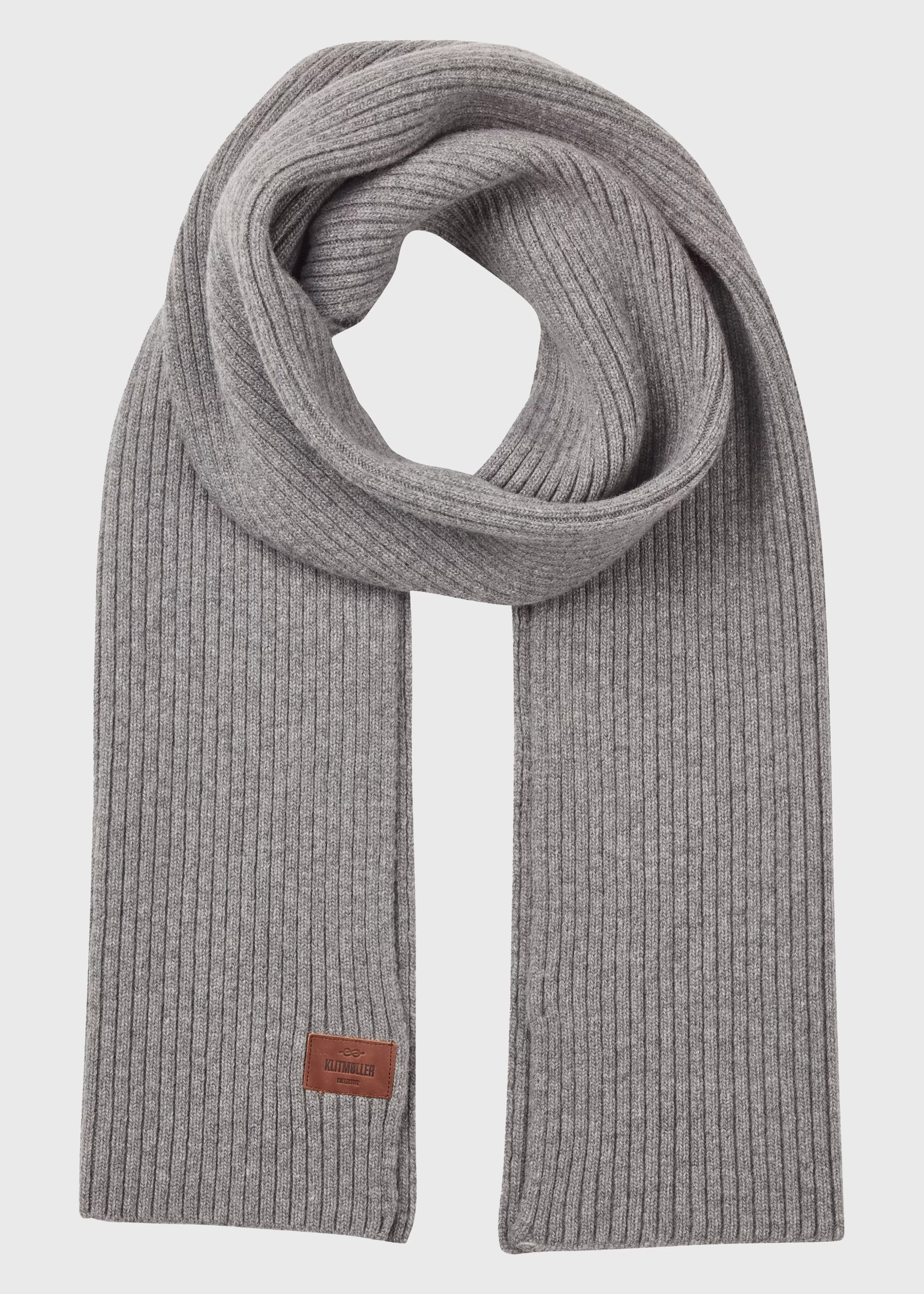 Klitmoller Collective Heavy rib scarf - Light grey- Accessories