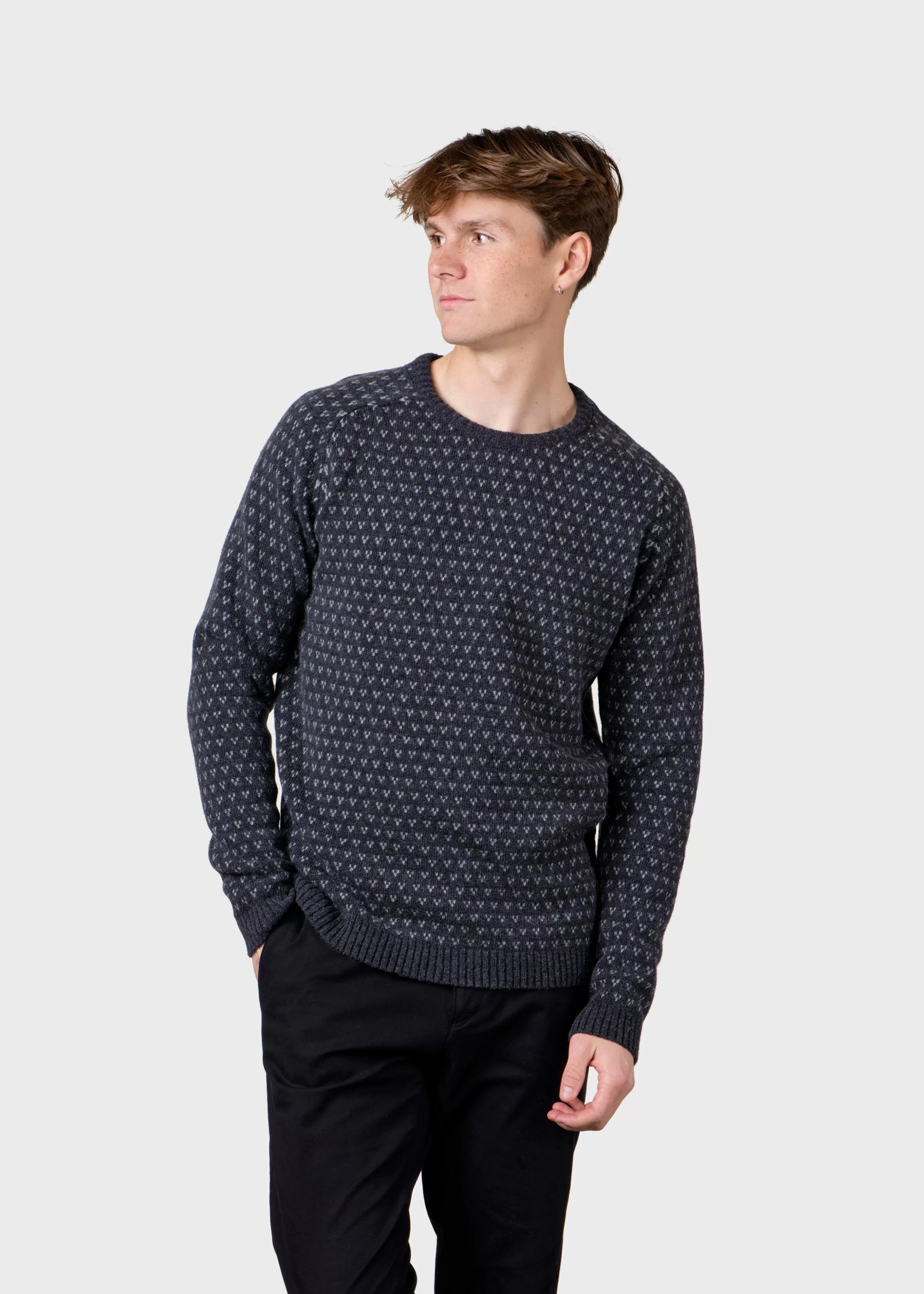 Klitmoller Collective Hugo knit - Anthracite/light grey- Strick