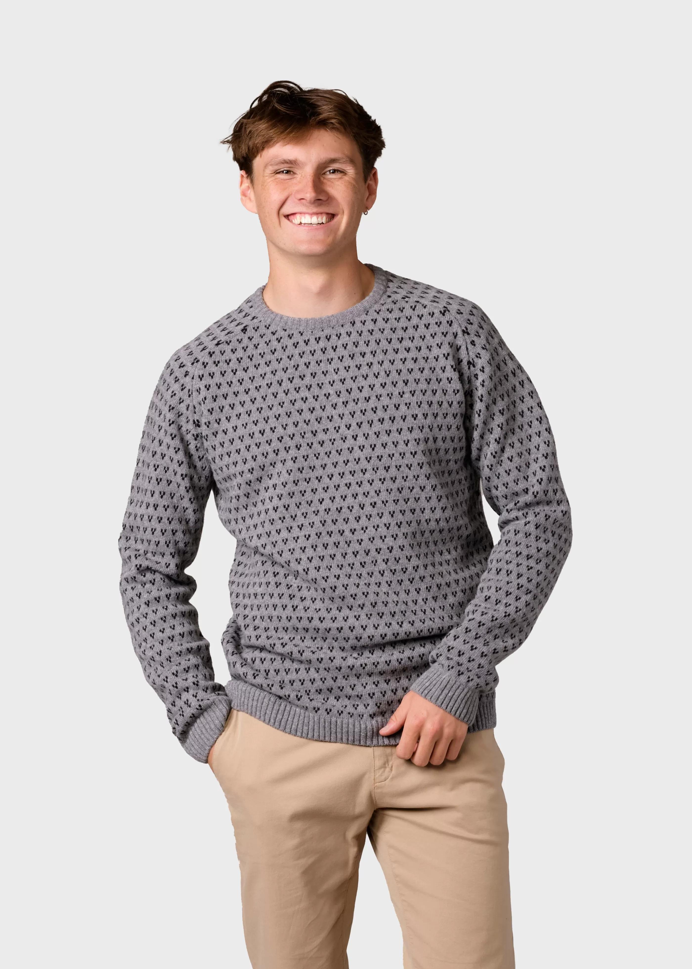 Klitmoller Collective Hugo knit - Light grey/black- Strick