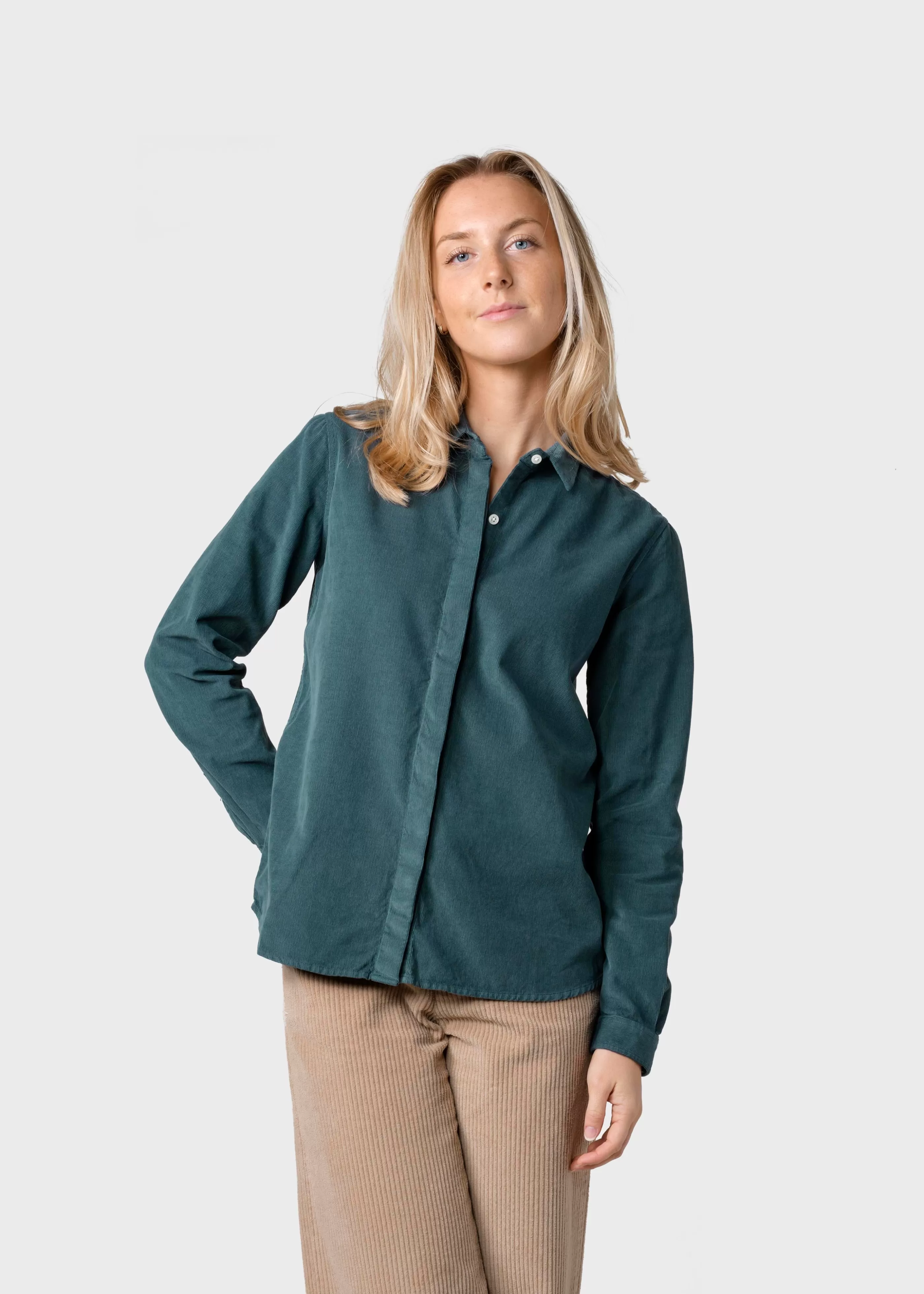 Klitmoller Collective Julie corduroy shirt - Moss Green- Hemden