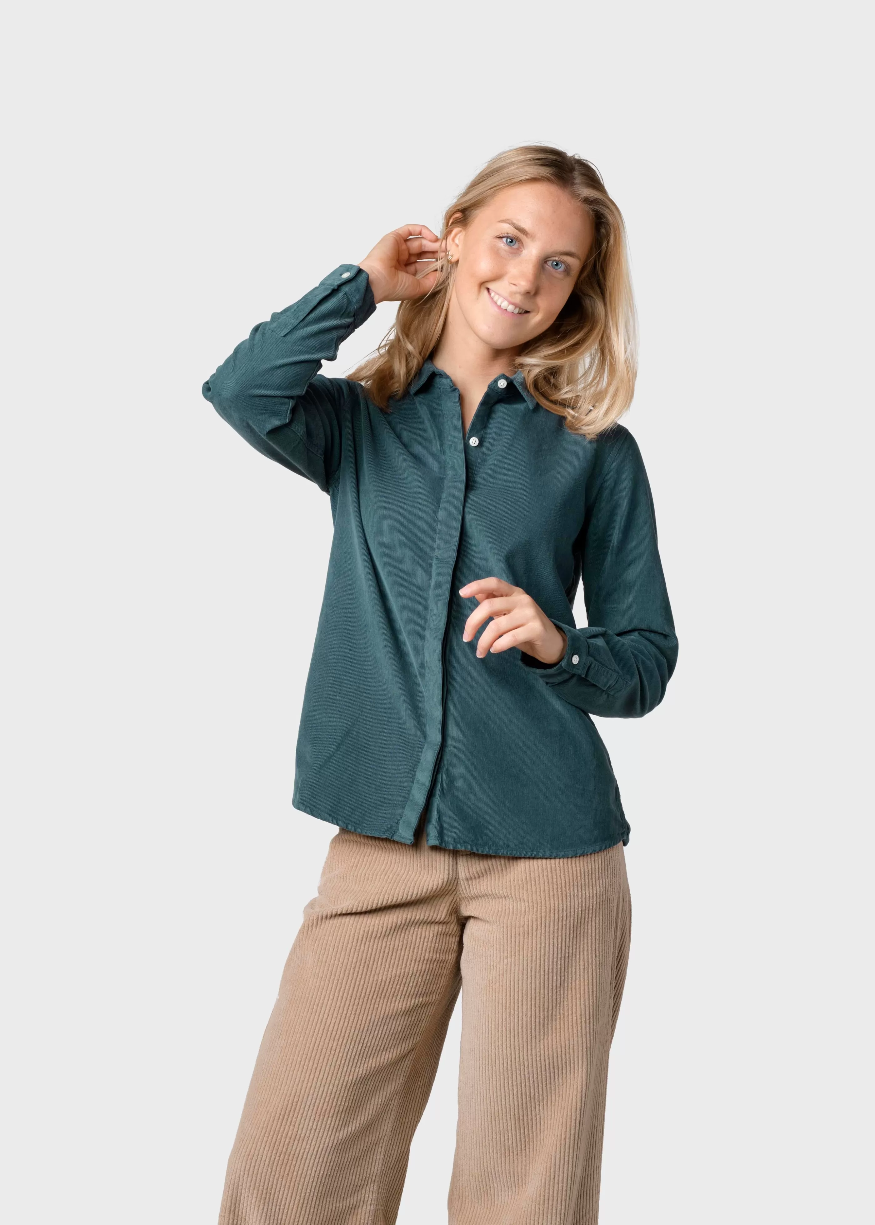 Klitmoller Collective Julie corduroy shirt - Moss Green- Hemden