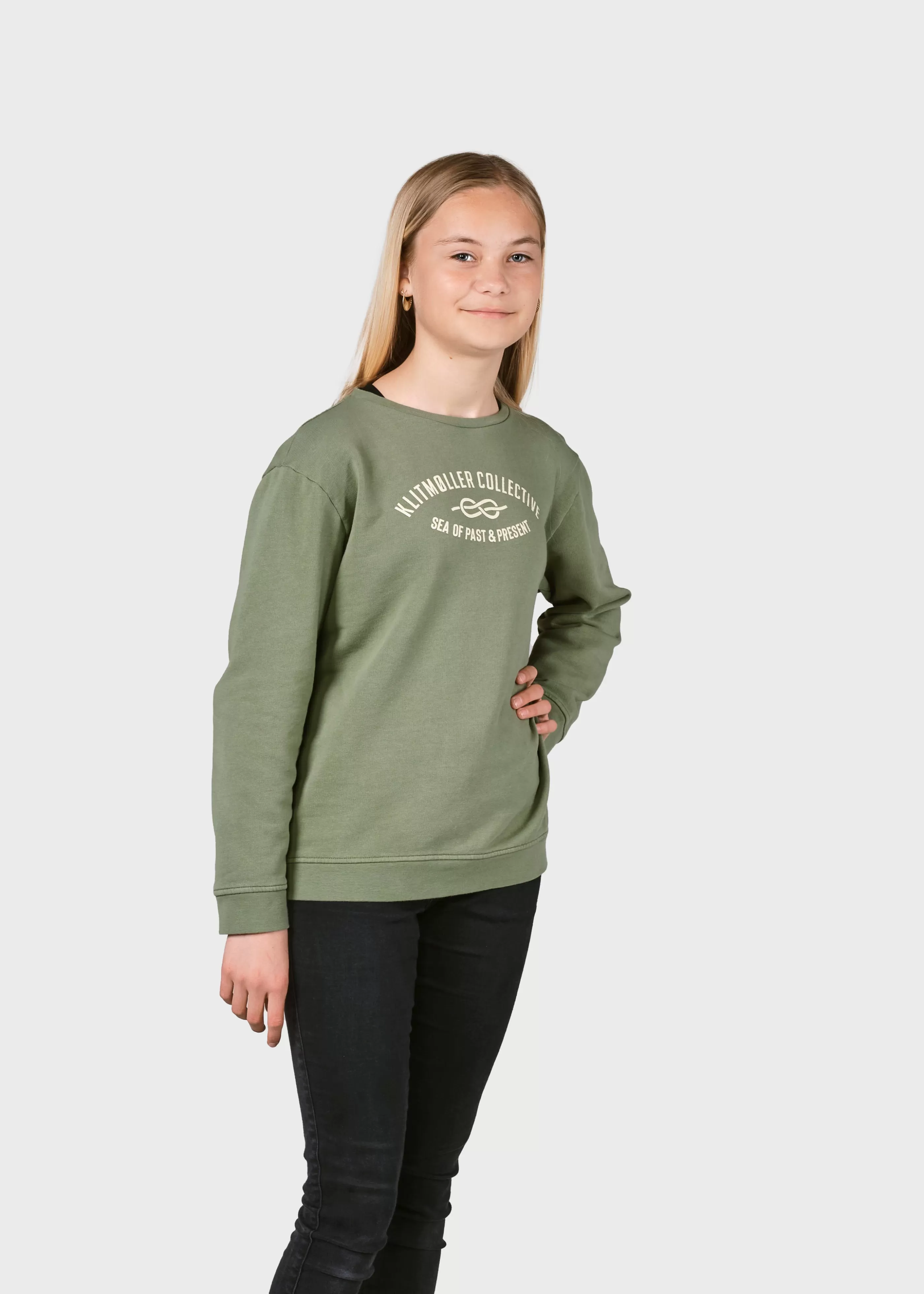 Klitmoller Collective Kids logo eye crew - Pale green- Kinder