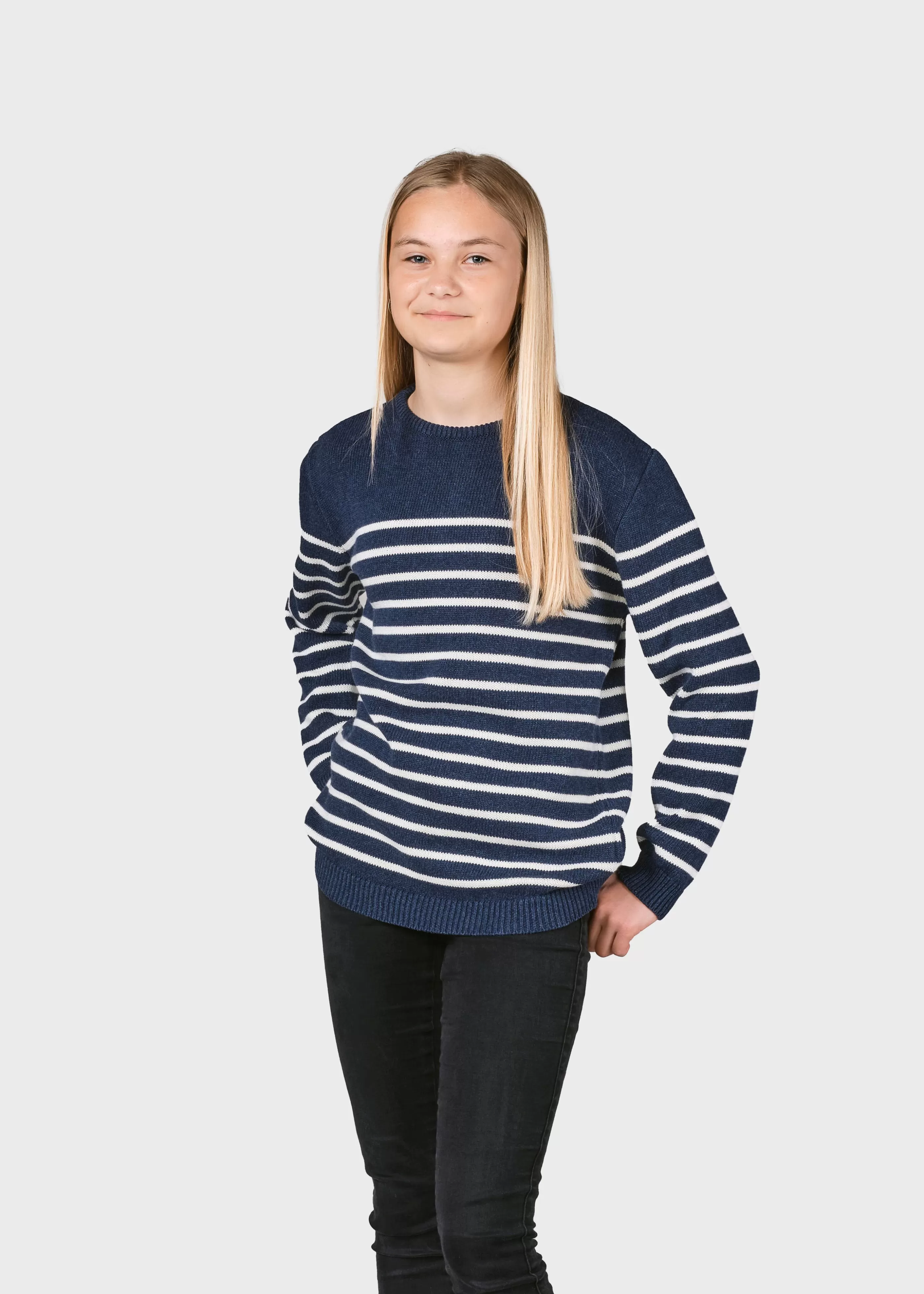 Klitmoller Collective Kids stripe cotton knit - Ocean/cream- Kinder