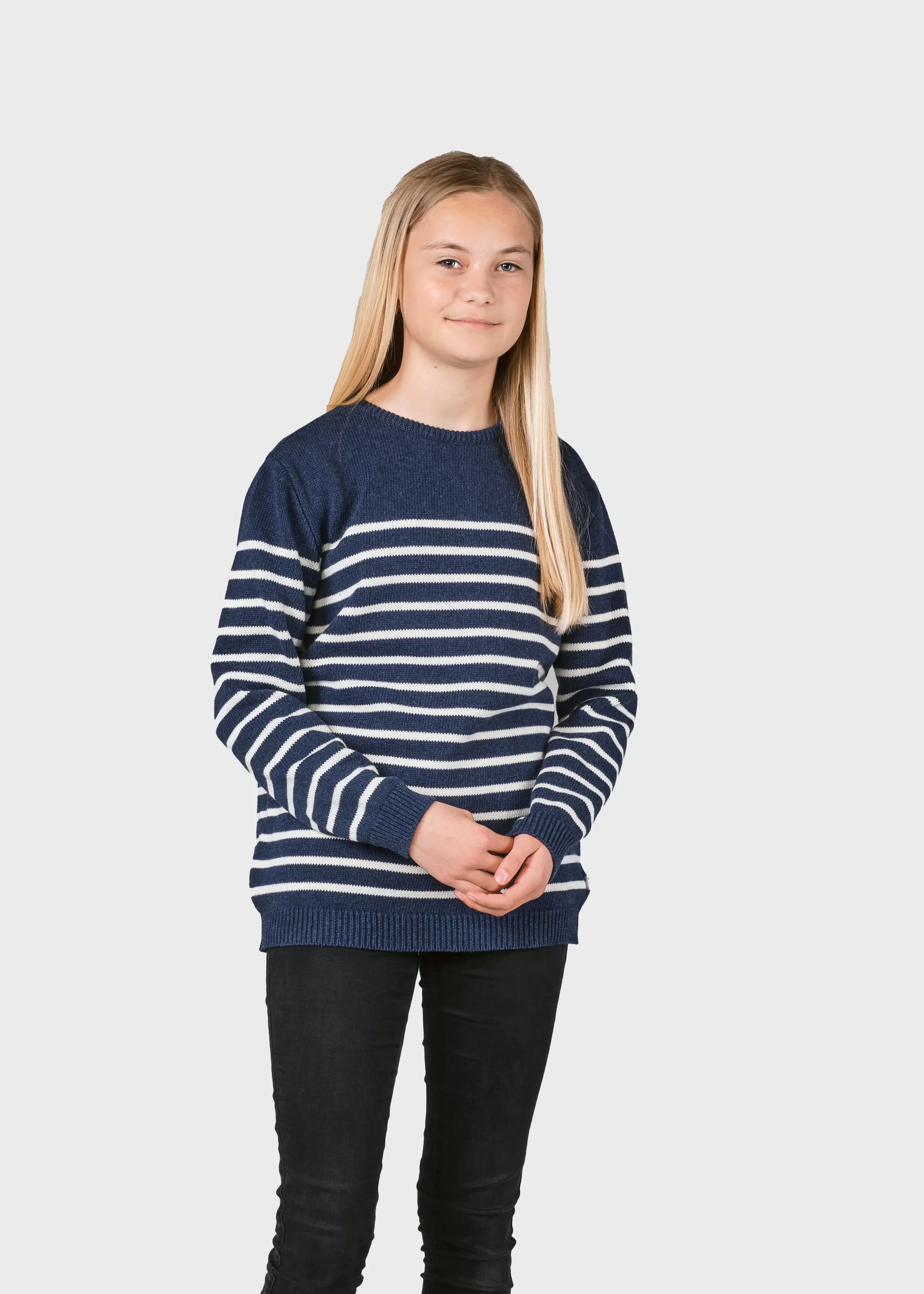 Klitmoller Collective Kids stripe cotton knit - Ocean/cream- Kinder