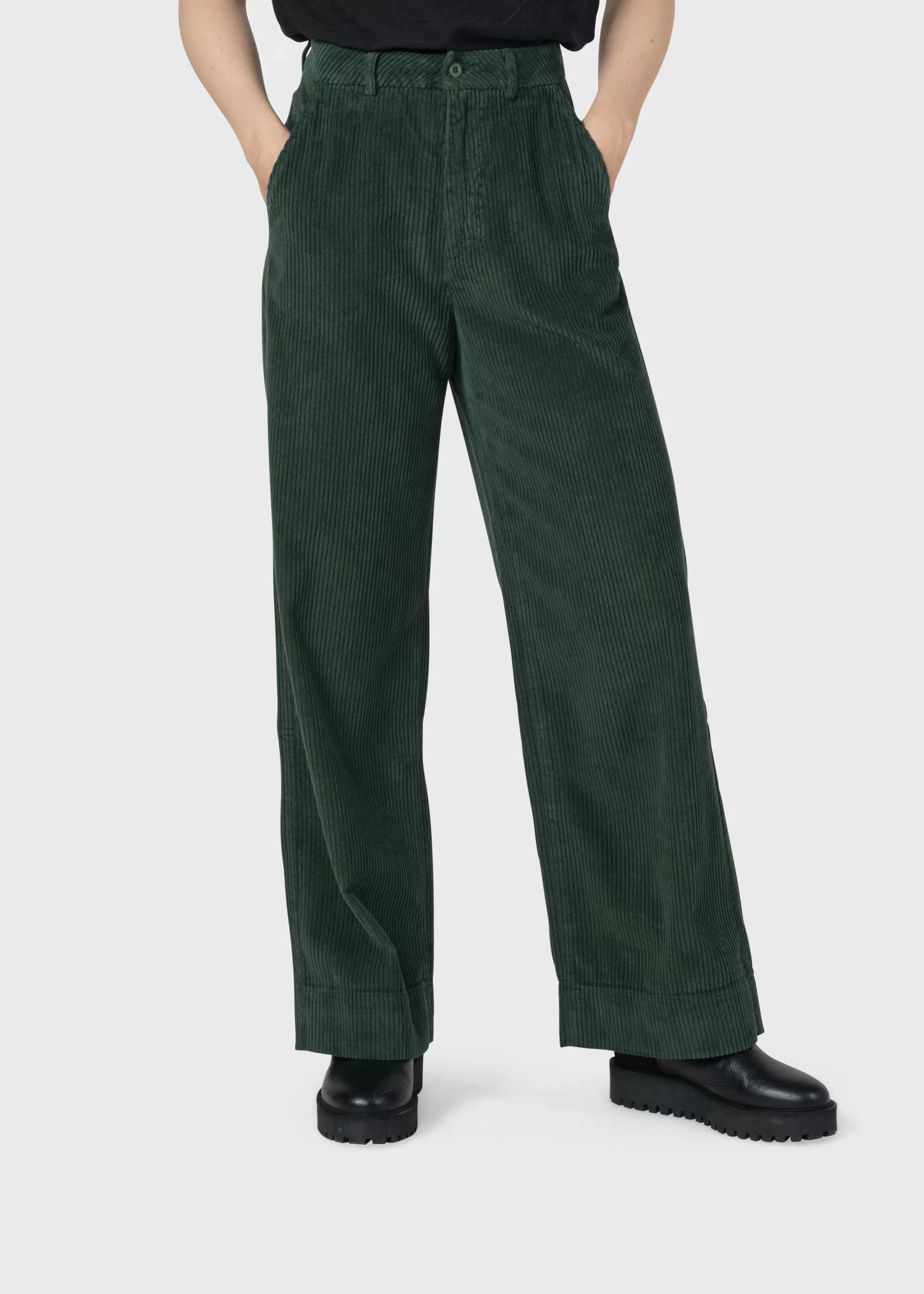 Klitmoller Collective Lydia jumbo corduroy pant - Moss Green- Hosen