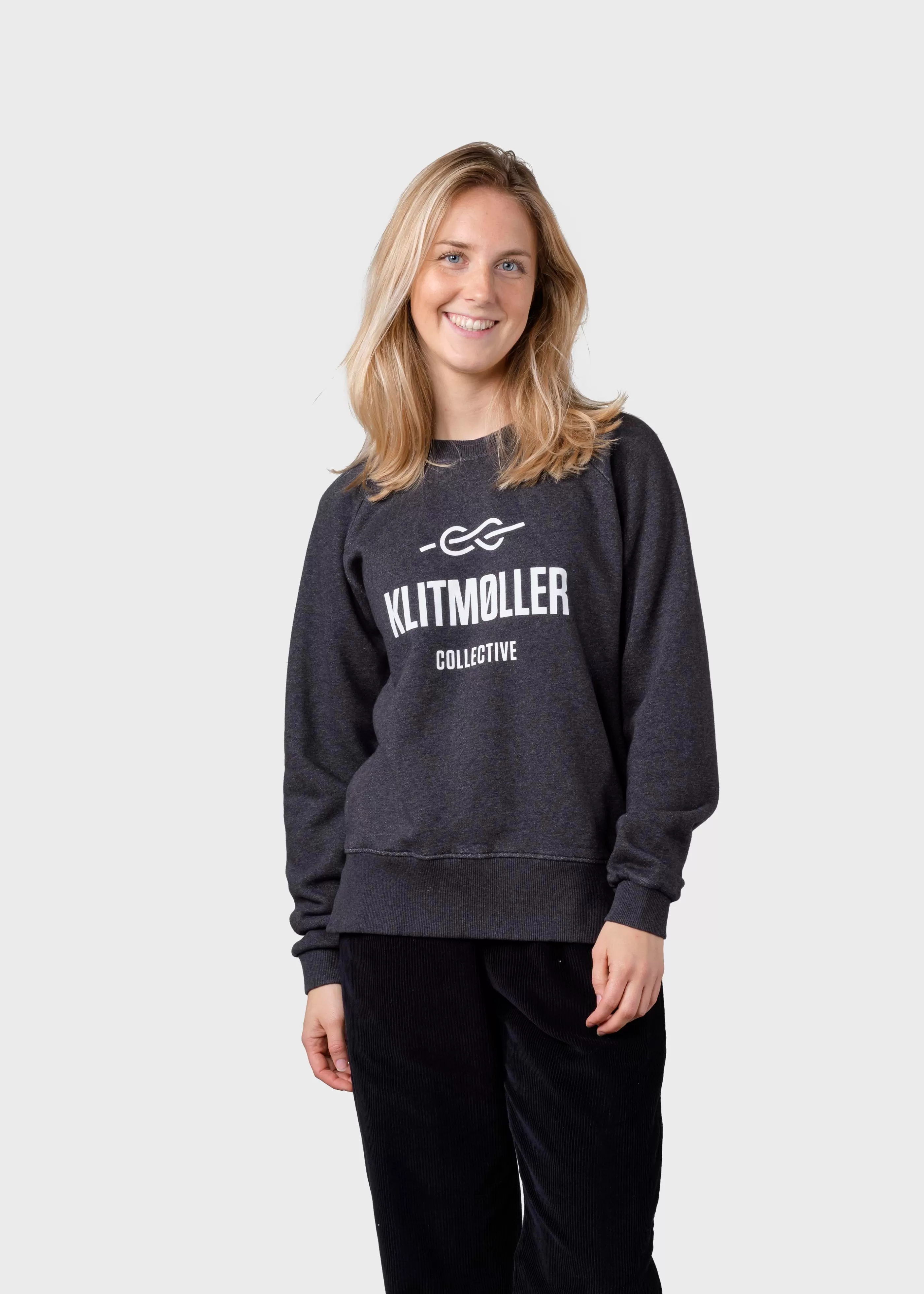 Klitmoller Collective Maja logo crew - Anthracite melange- Sweatshirts