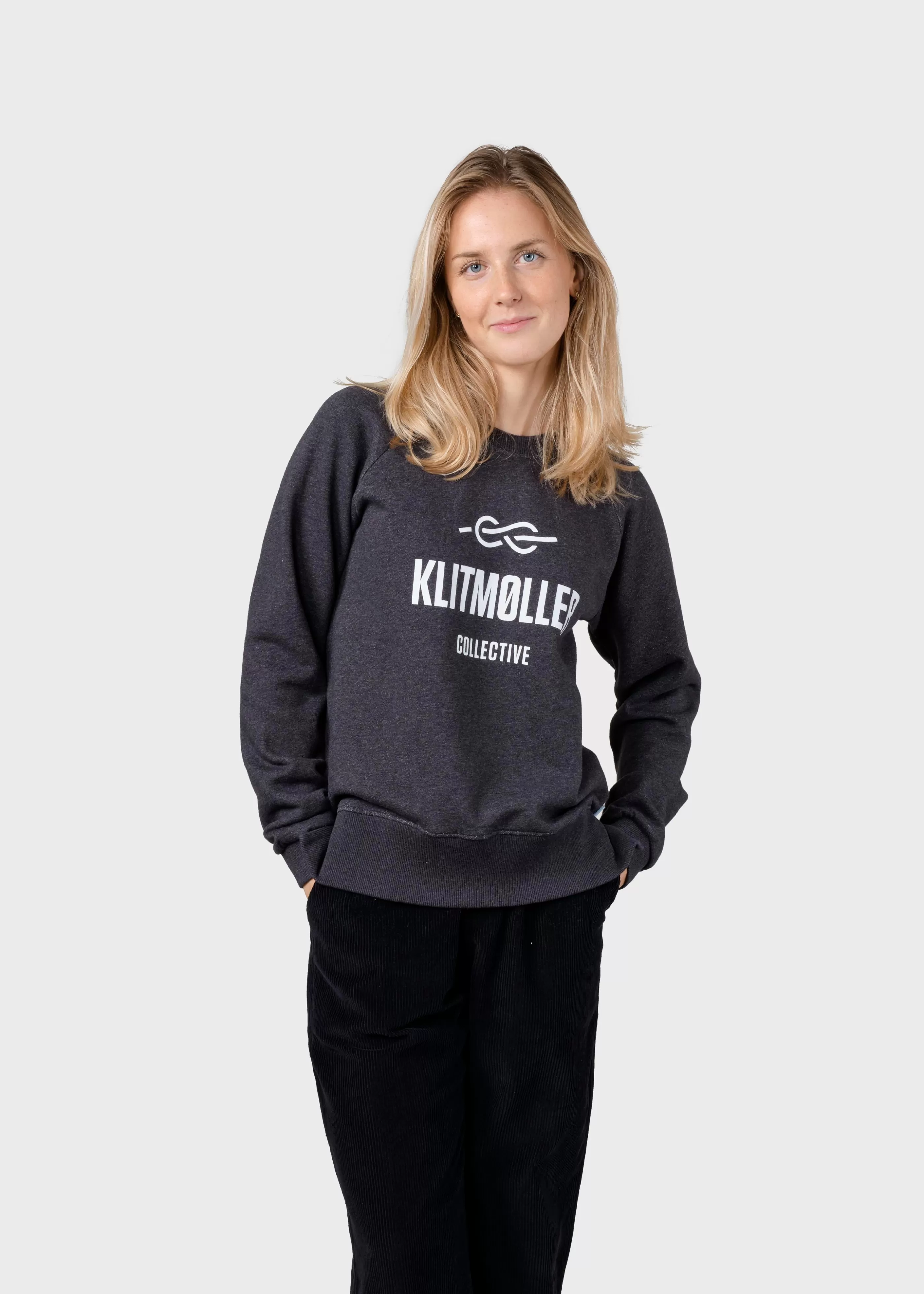 Klitmoller Collective Maja logo crew - Anthracite melange- Sweatshirts