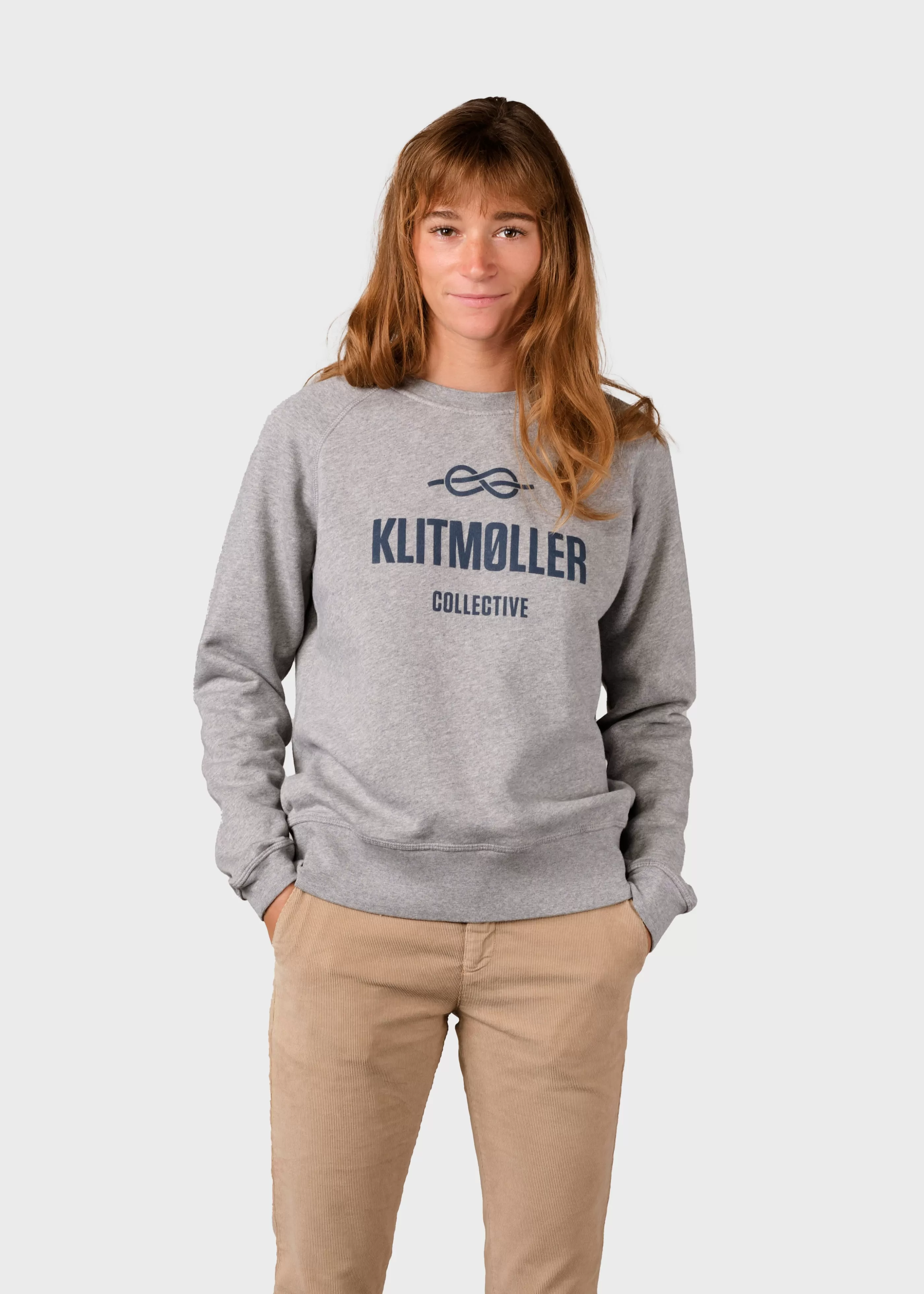 Klitmoller Collective Maja logo crew - Grey melange- Sweatshirts