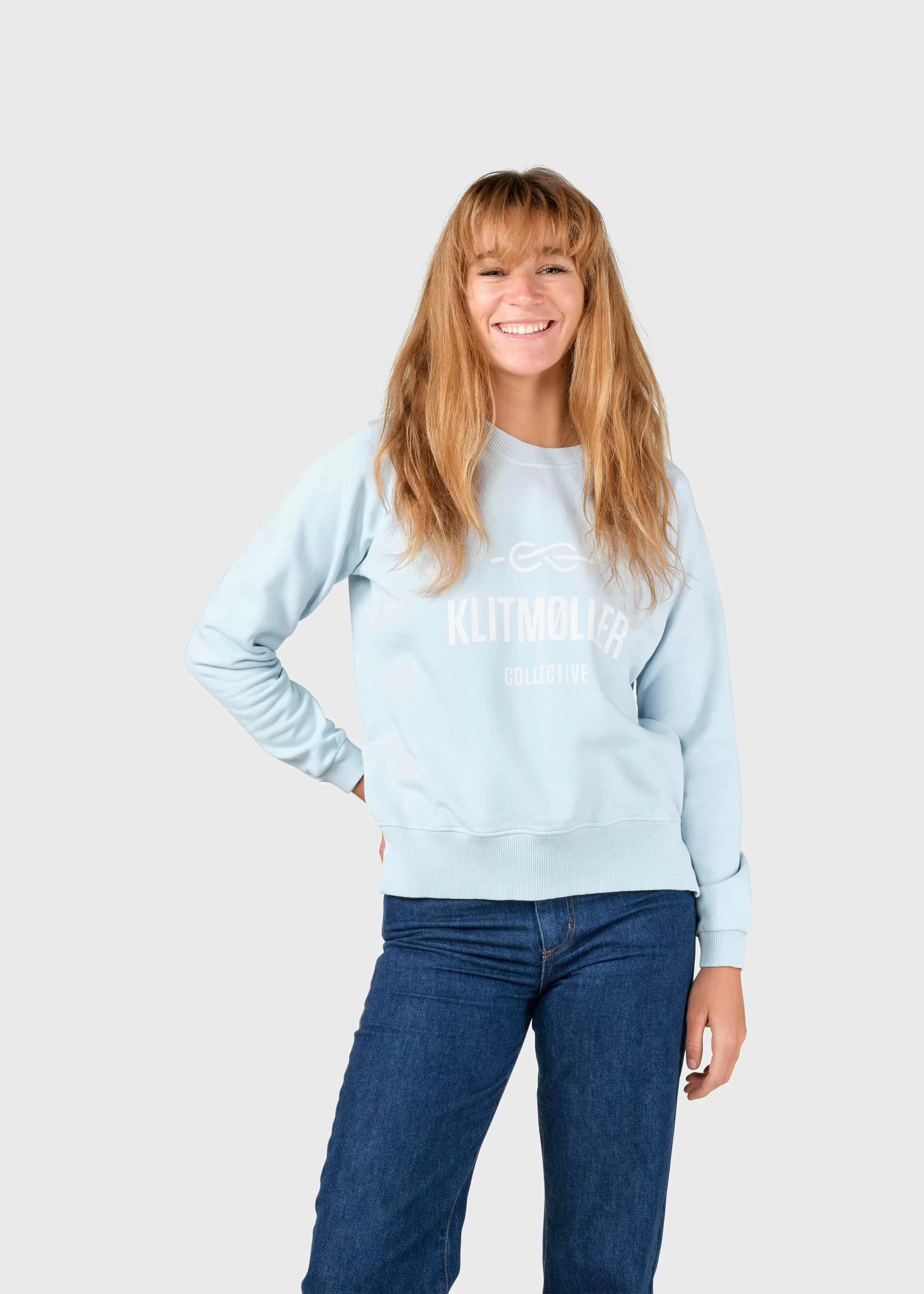 Klitmoller Collective Maja logo crew - Light blue- Sweatshirts