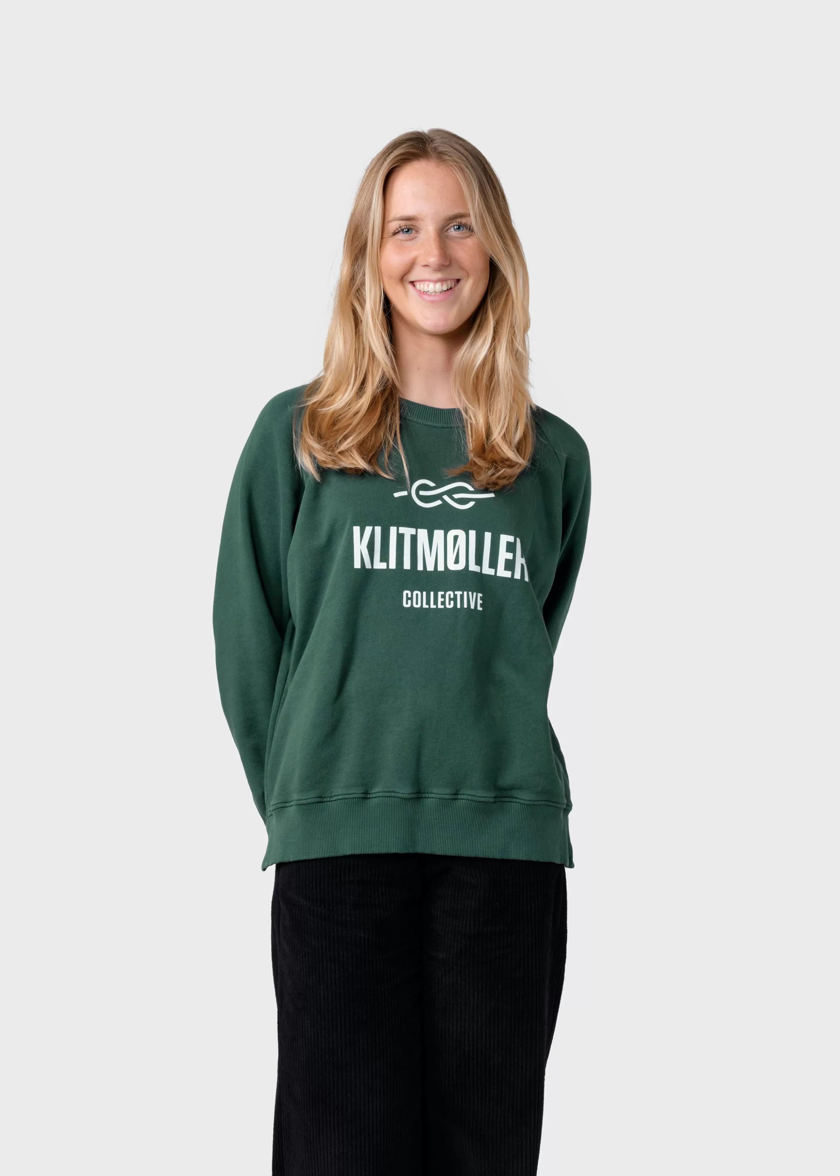 Klitmoller Collective Maja logo crew - Moss Green- Sweatshirts