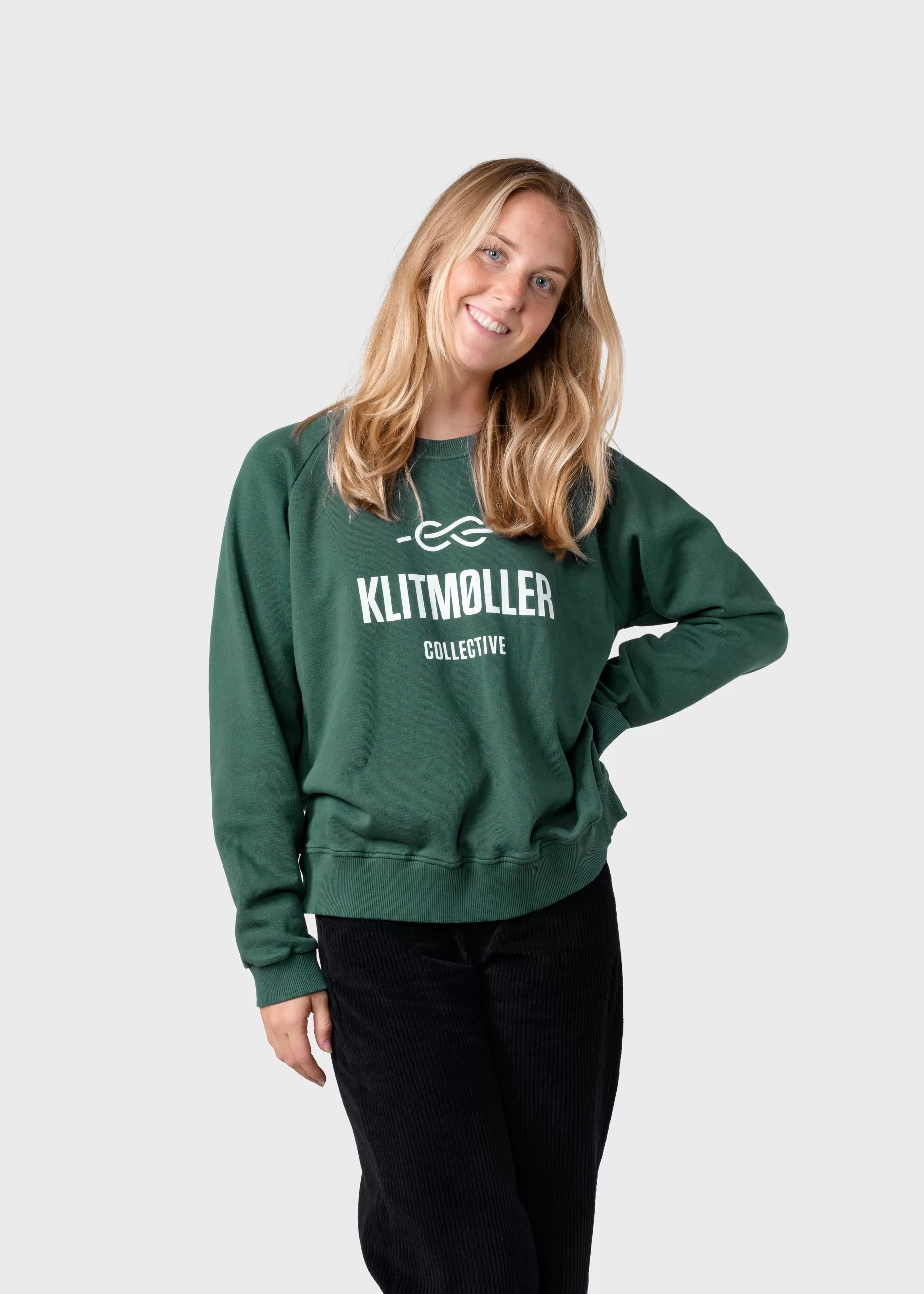 Klitmoller Collective Maja logo crew - Moss Green- Sweatshirts