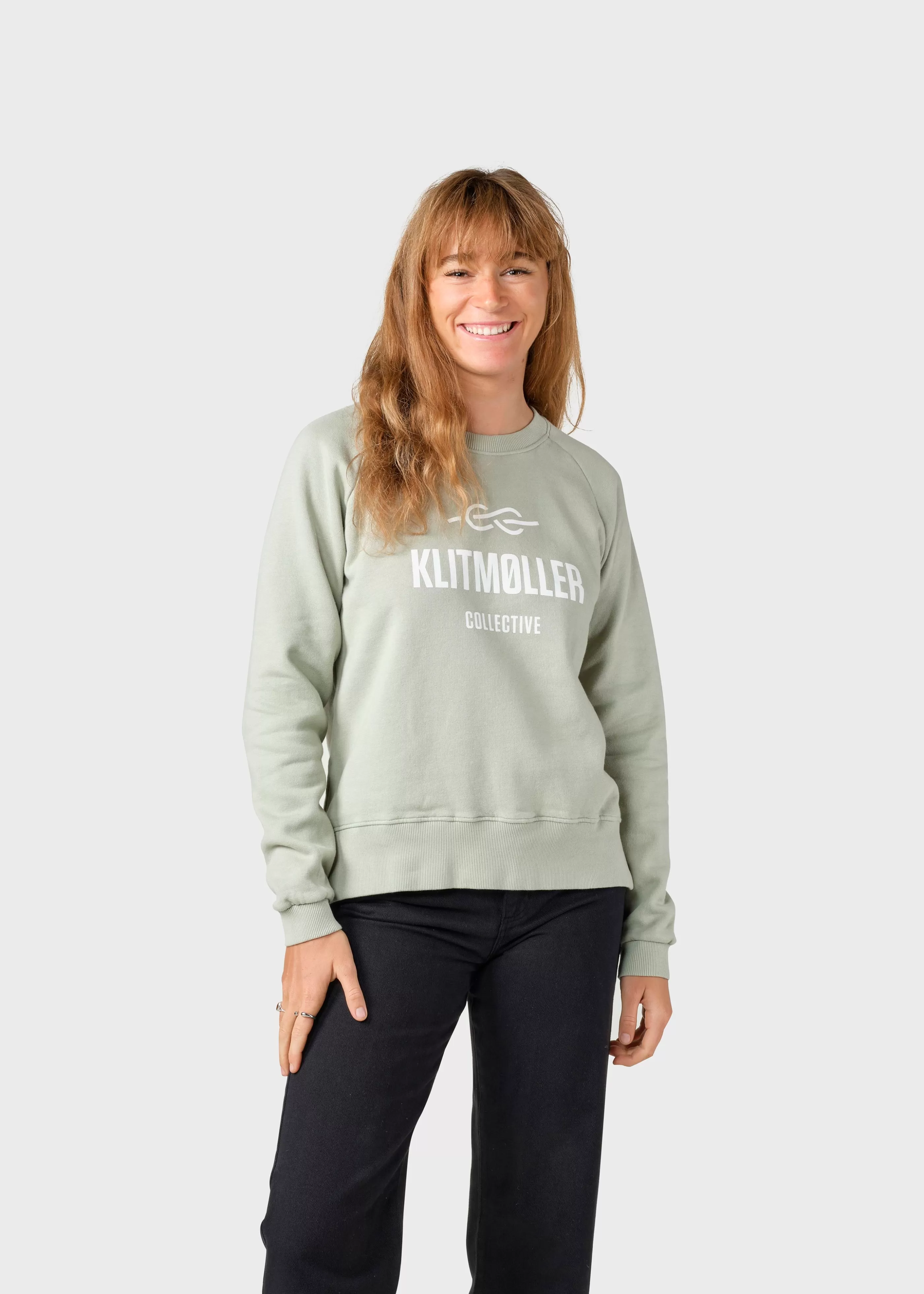 Klitmoller Collective Maja logo crew - Sage- Sweatshirts