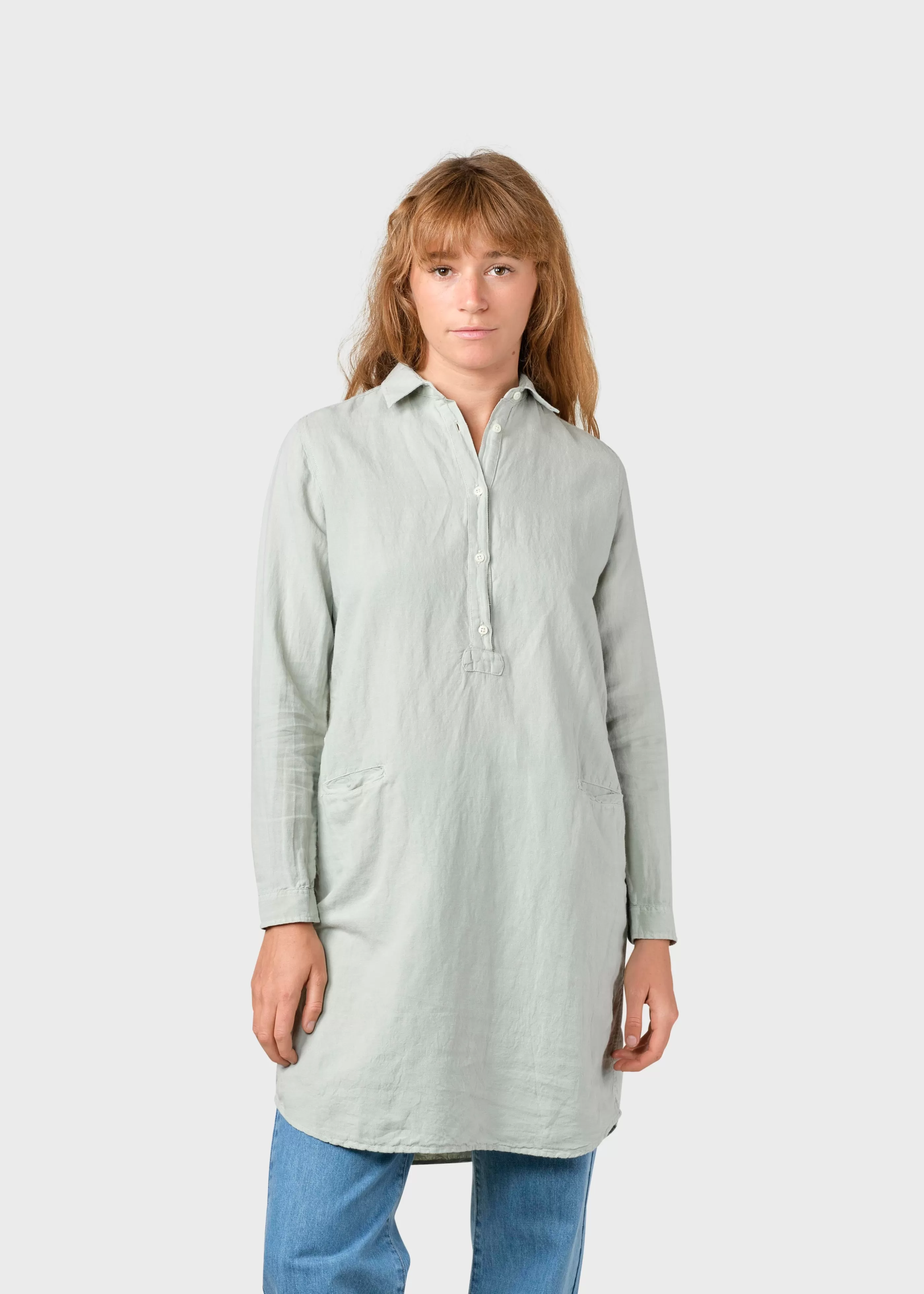 Klitmoller Collective Mathilde linen shirt - Sage- Hemden