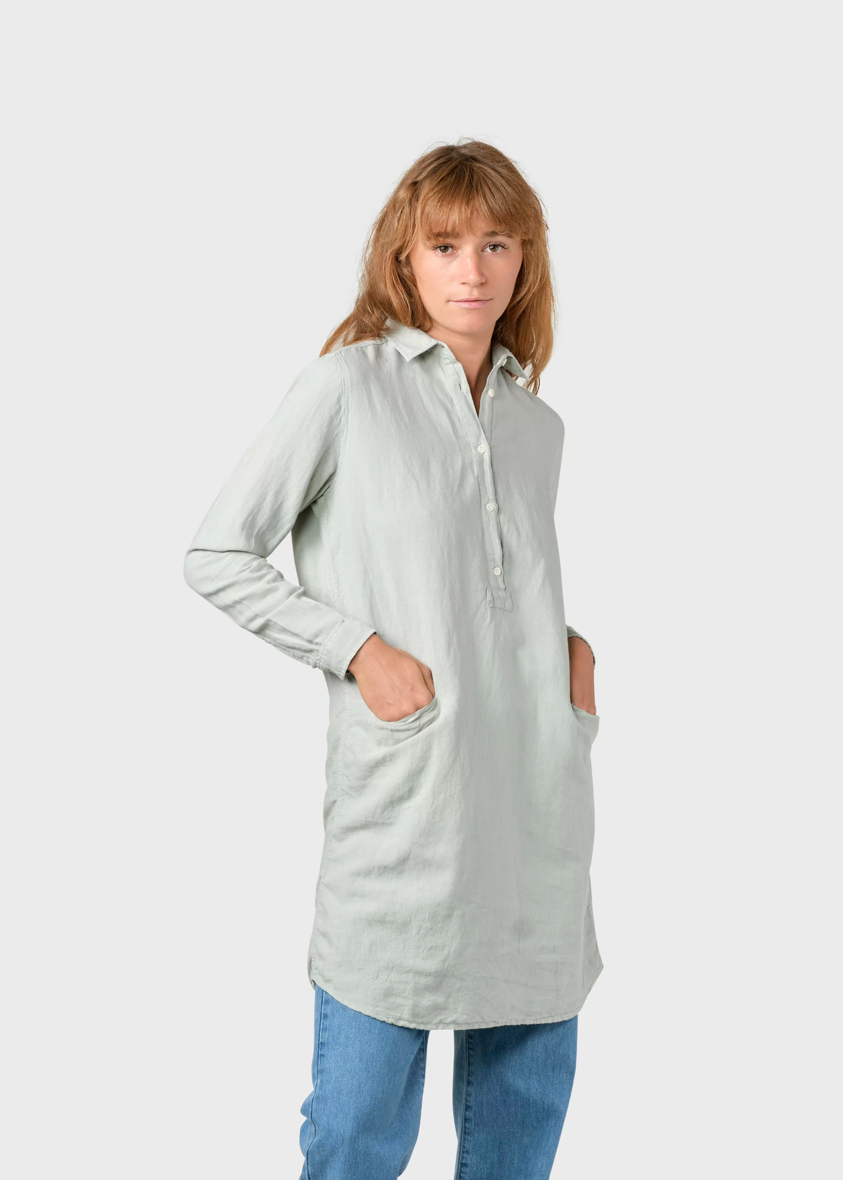 Klitmoller Collective Mathilde linen shirt - Sage- Hemden