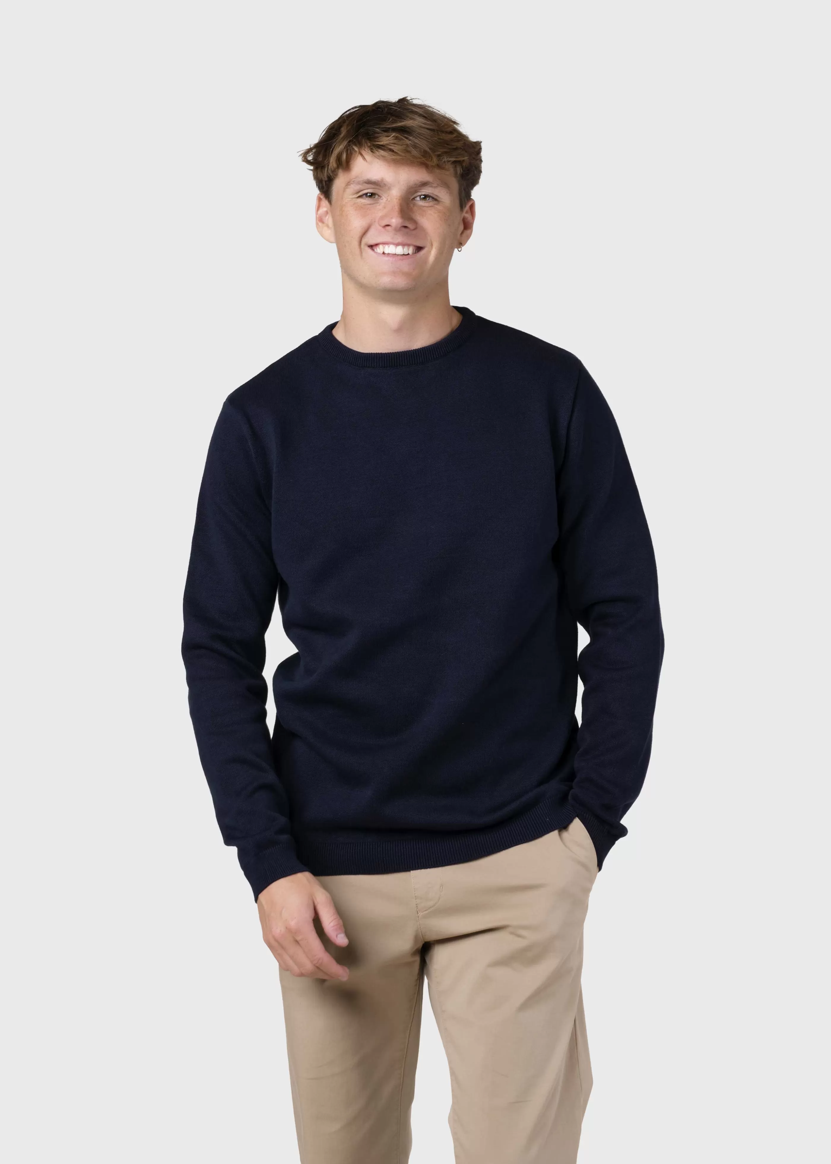 Klitmoller Collective Mens basic cotton knit - Navy- Strick