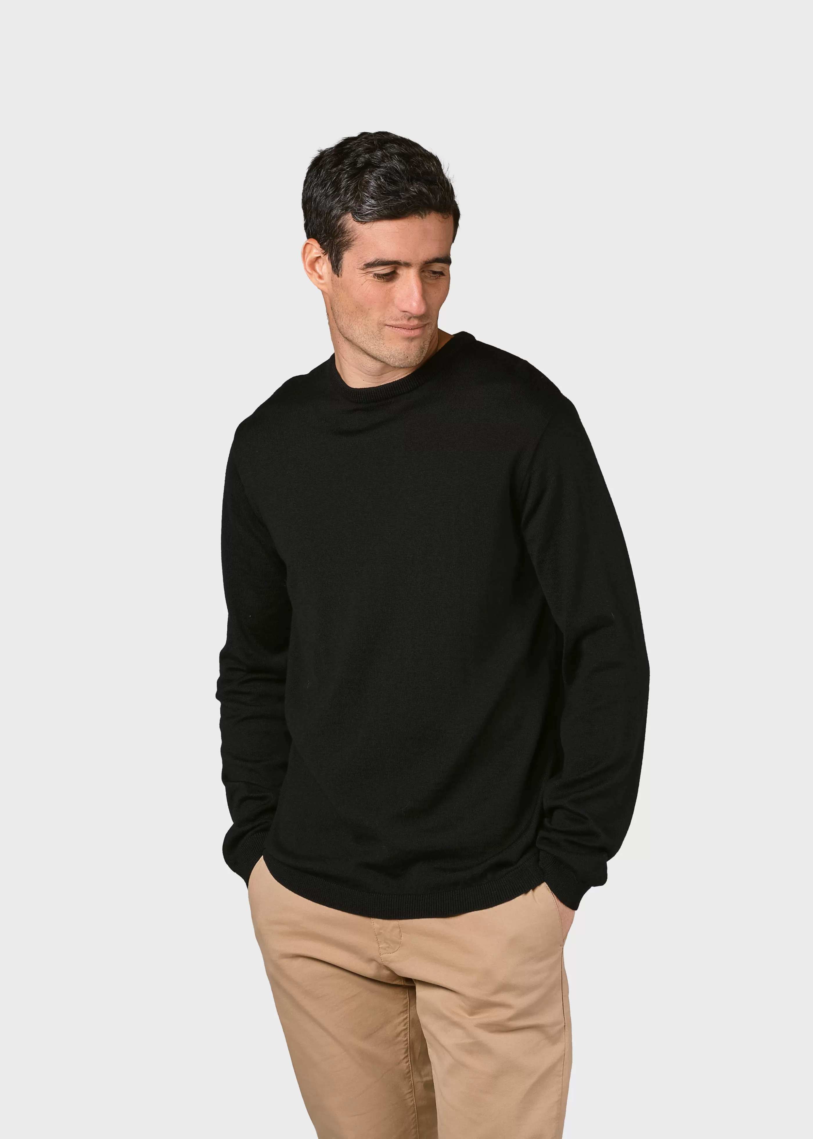 Klitmoller Collective Mens basic merino knit - Black- Strick