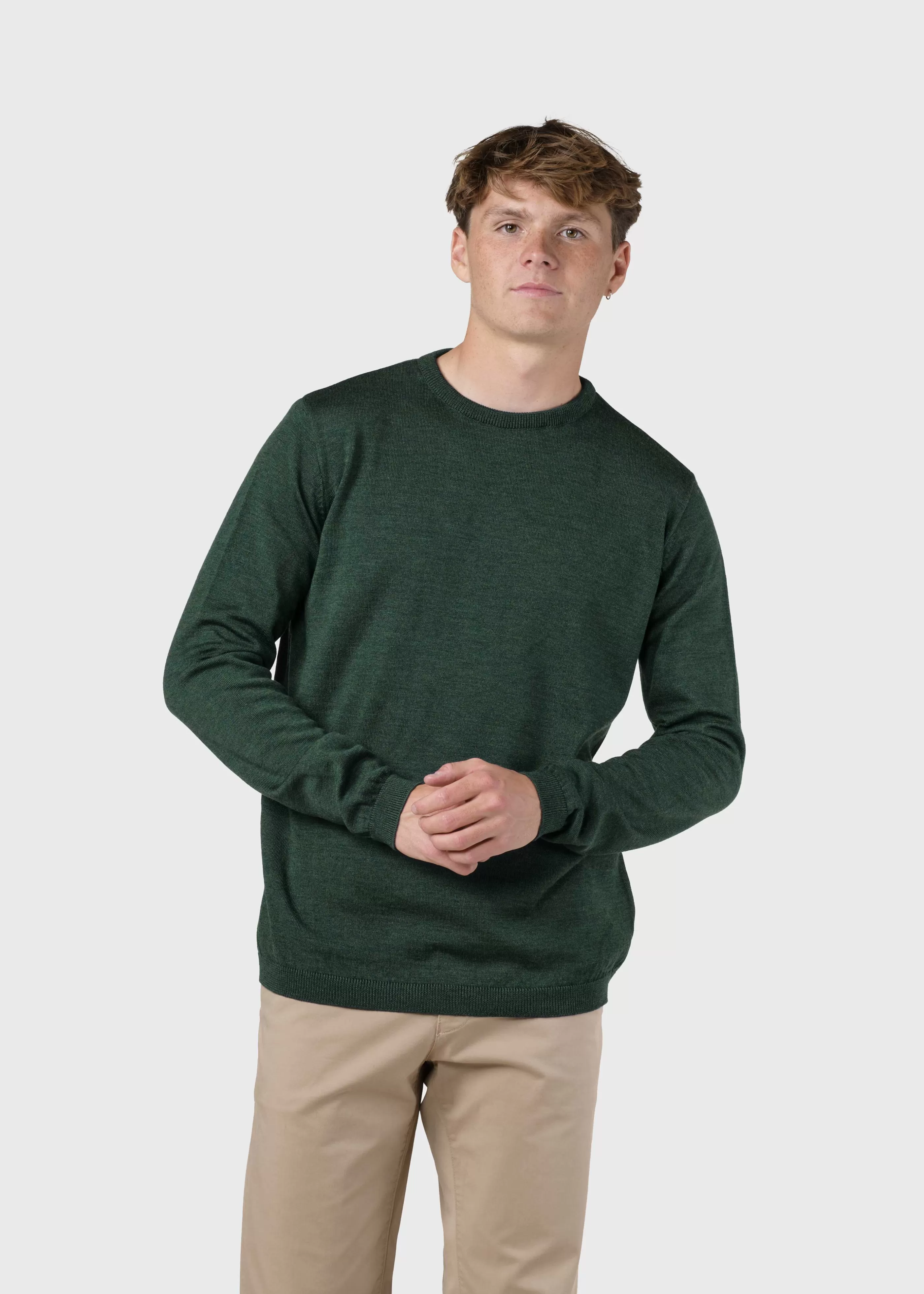 Klitmoller Collective Mens basic merino knit - Moss Green- Strick