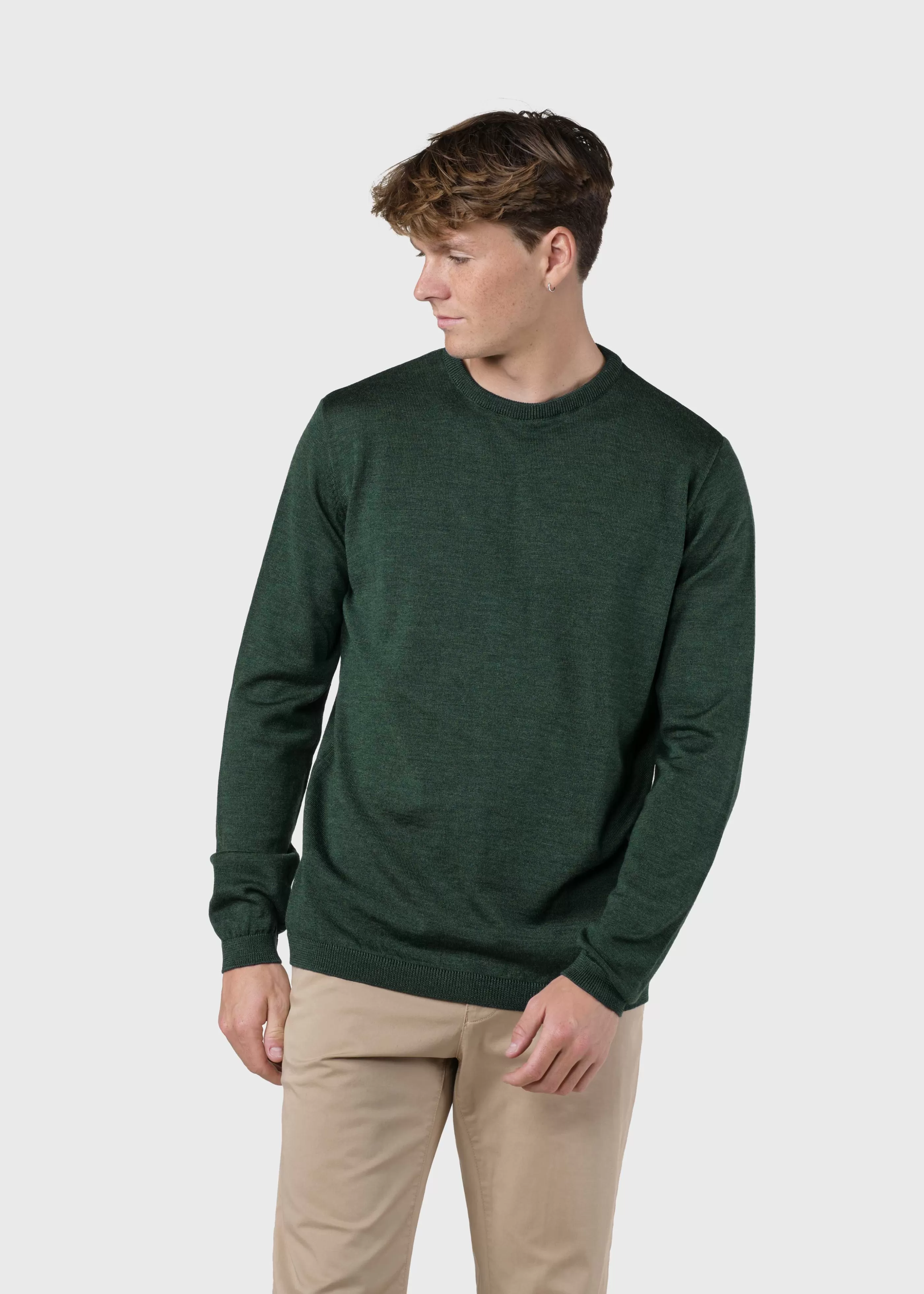 Klitmoller Collective Mens basic merino knit - Moss Green- Strick