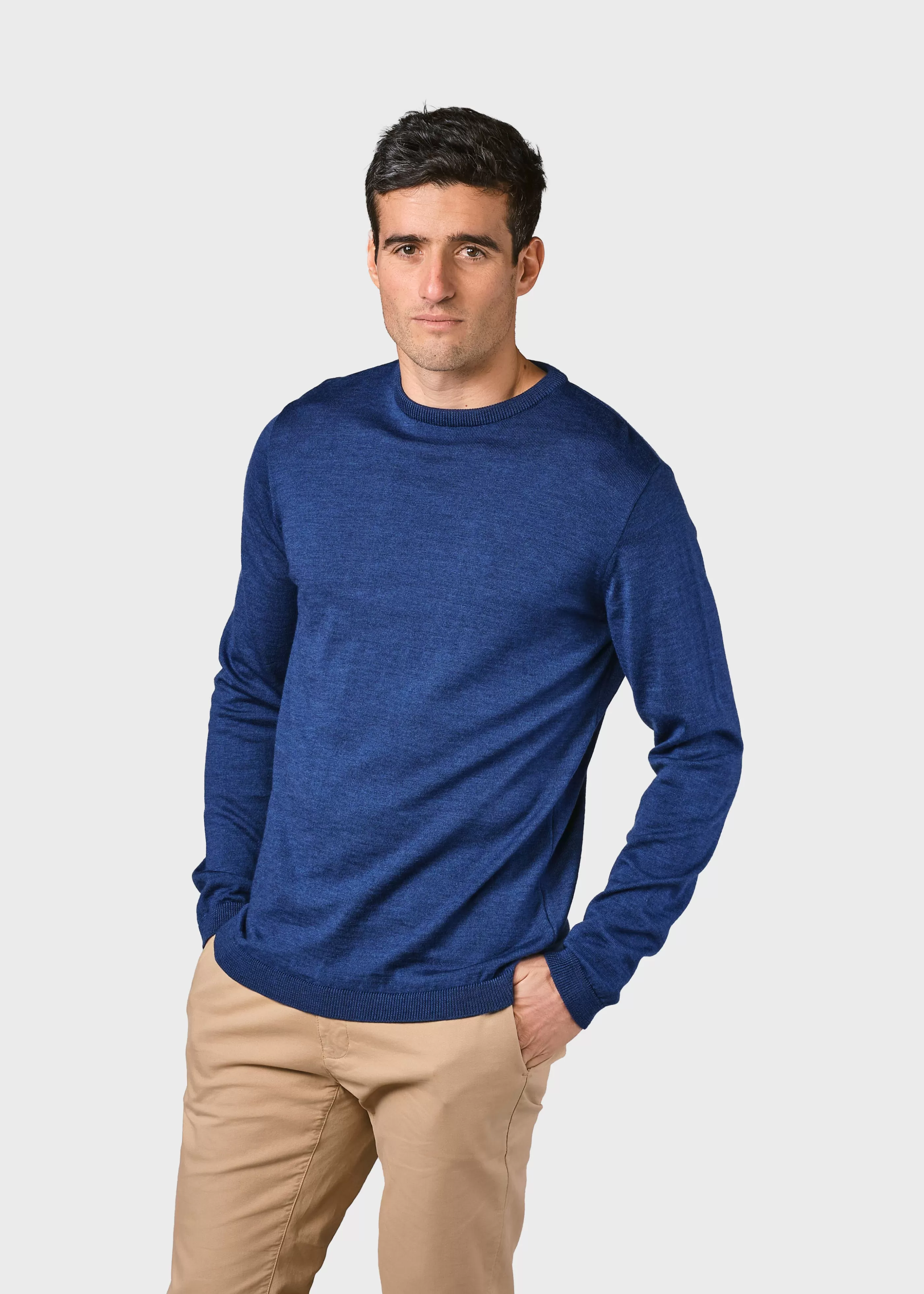 Klitmoller Collective Mens basic merino knit - Ocean- Strick