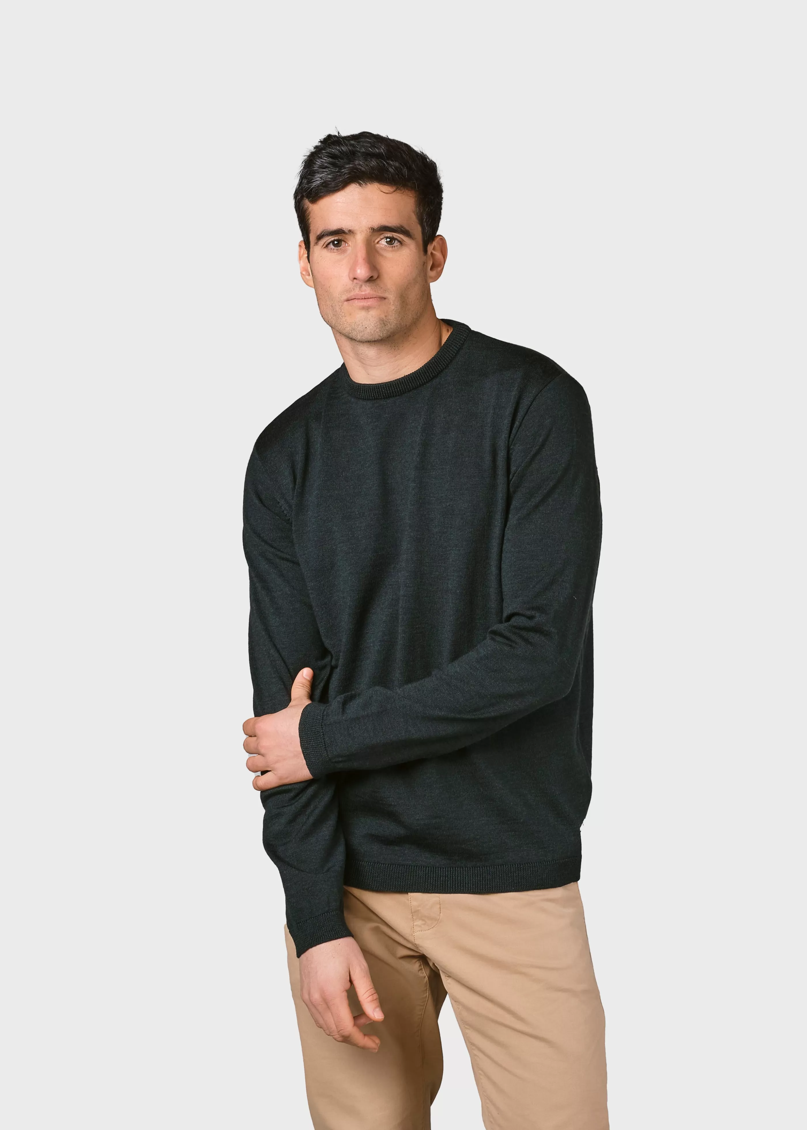 Klitmoller Collective Mens basic merino knit - Olive- Strick