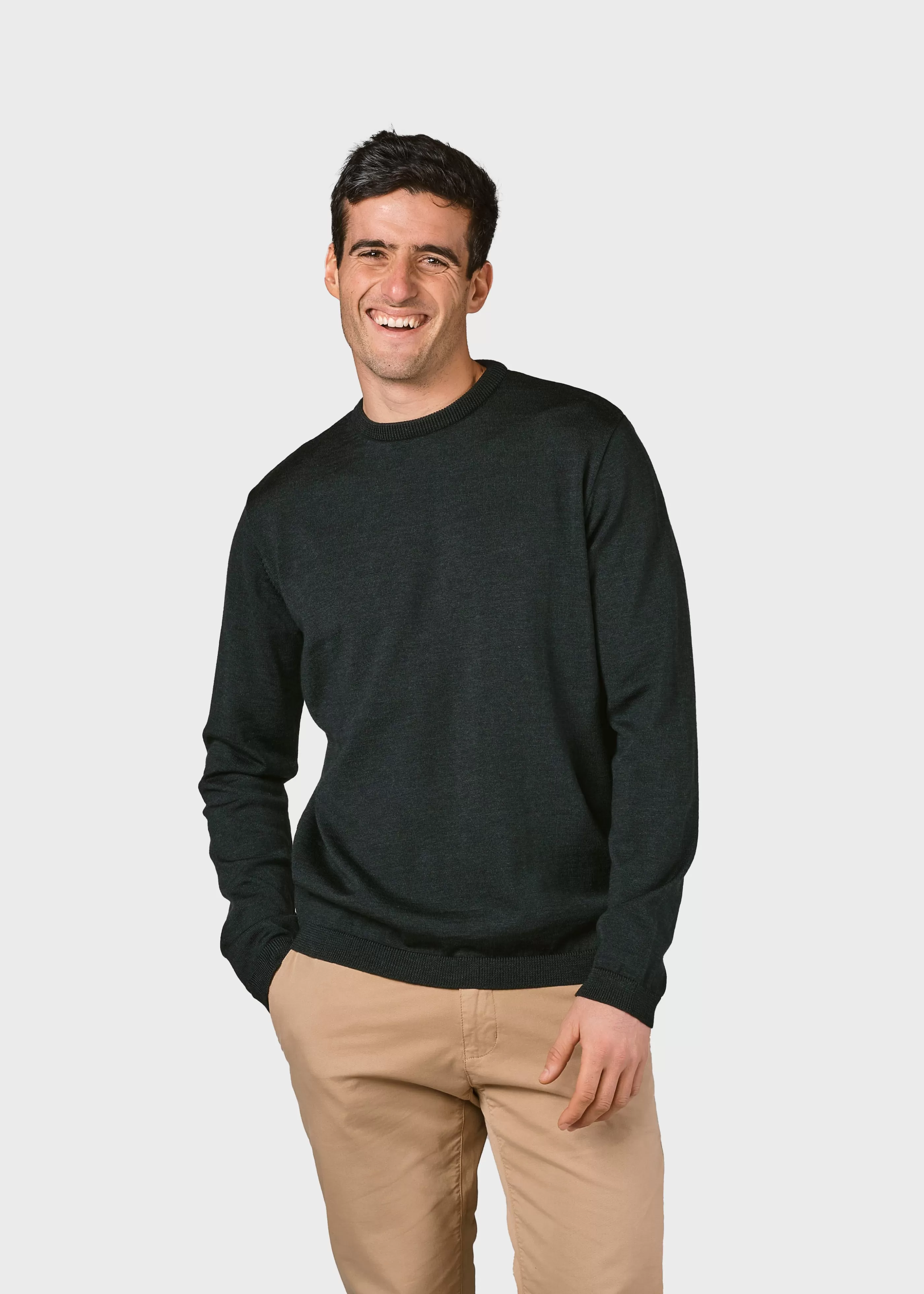 Klitmoller Collective Mens basic merino knit - Olive- Strick