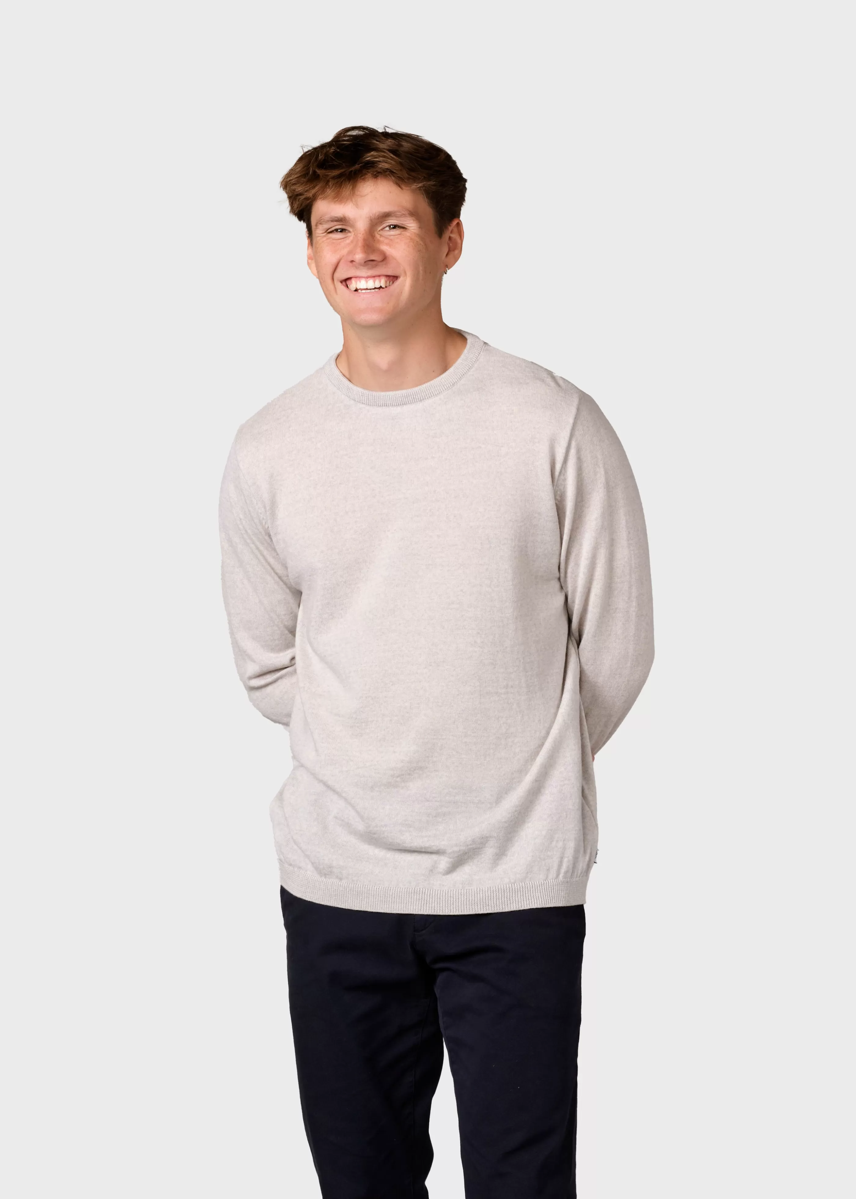 Klitmoller Collective Mens basic merino knit - Pastel grey- Strick