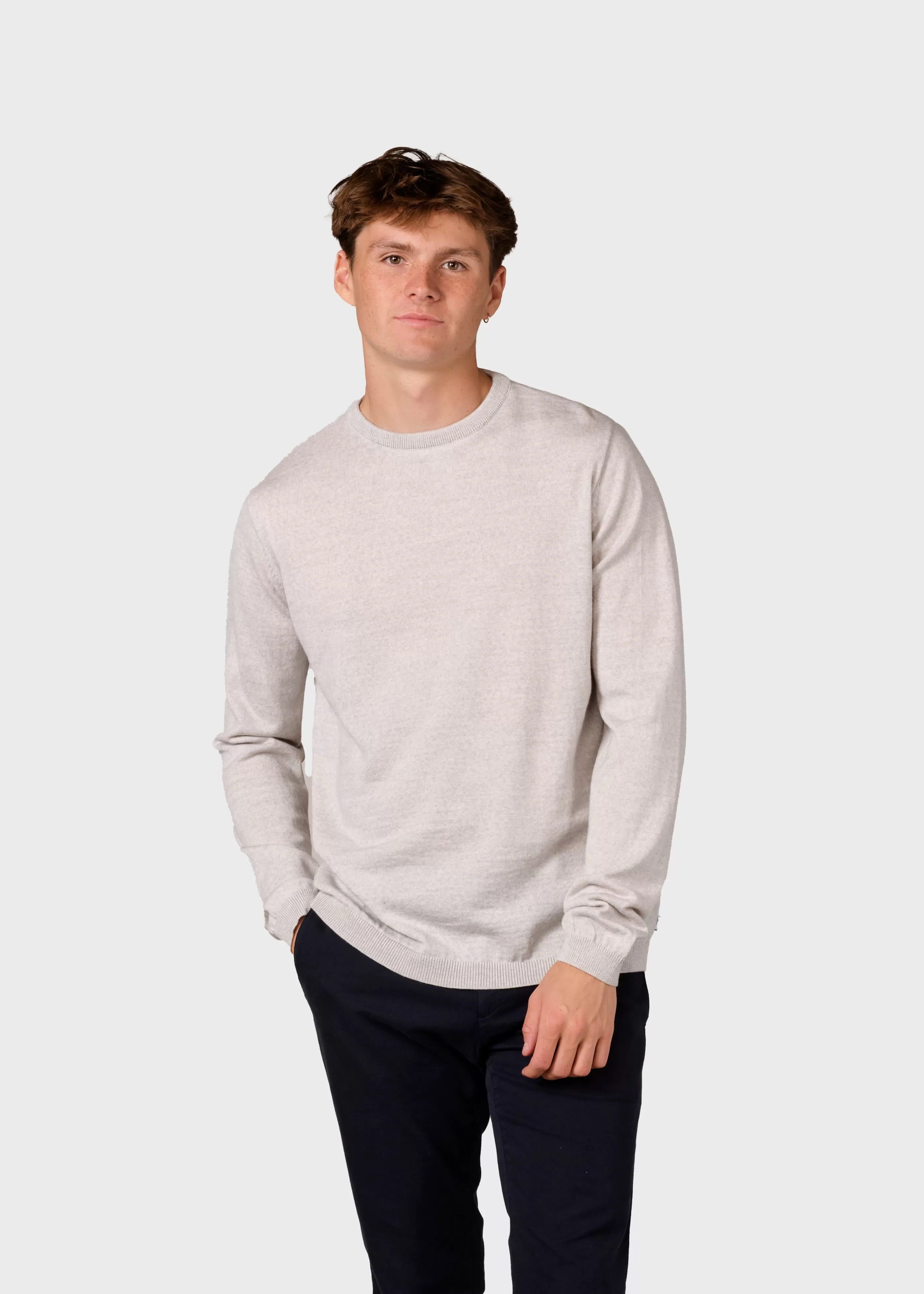 Klitmoller Collective Mens basic merino knit - Pastel grey- Strick